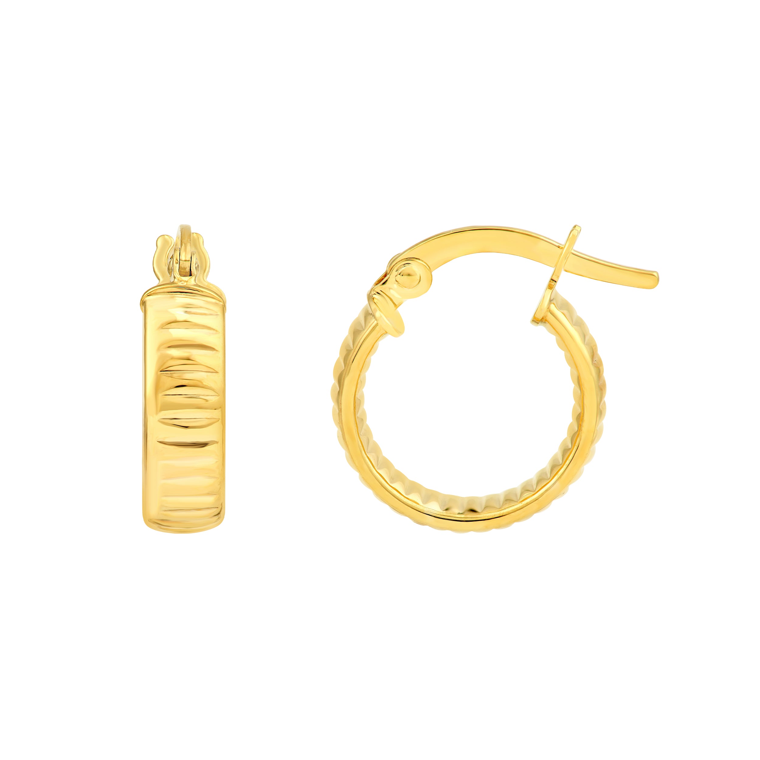 14K Yellow Gold 10.00mm D/C Oval Tube Round Hoop Earrings Birmingham Jewelry Earrings Birmingham Jewelry 