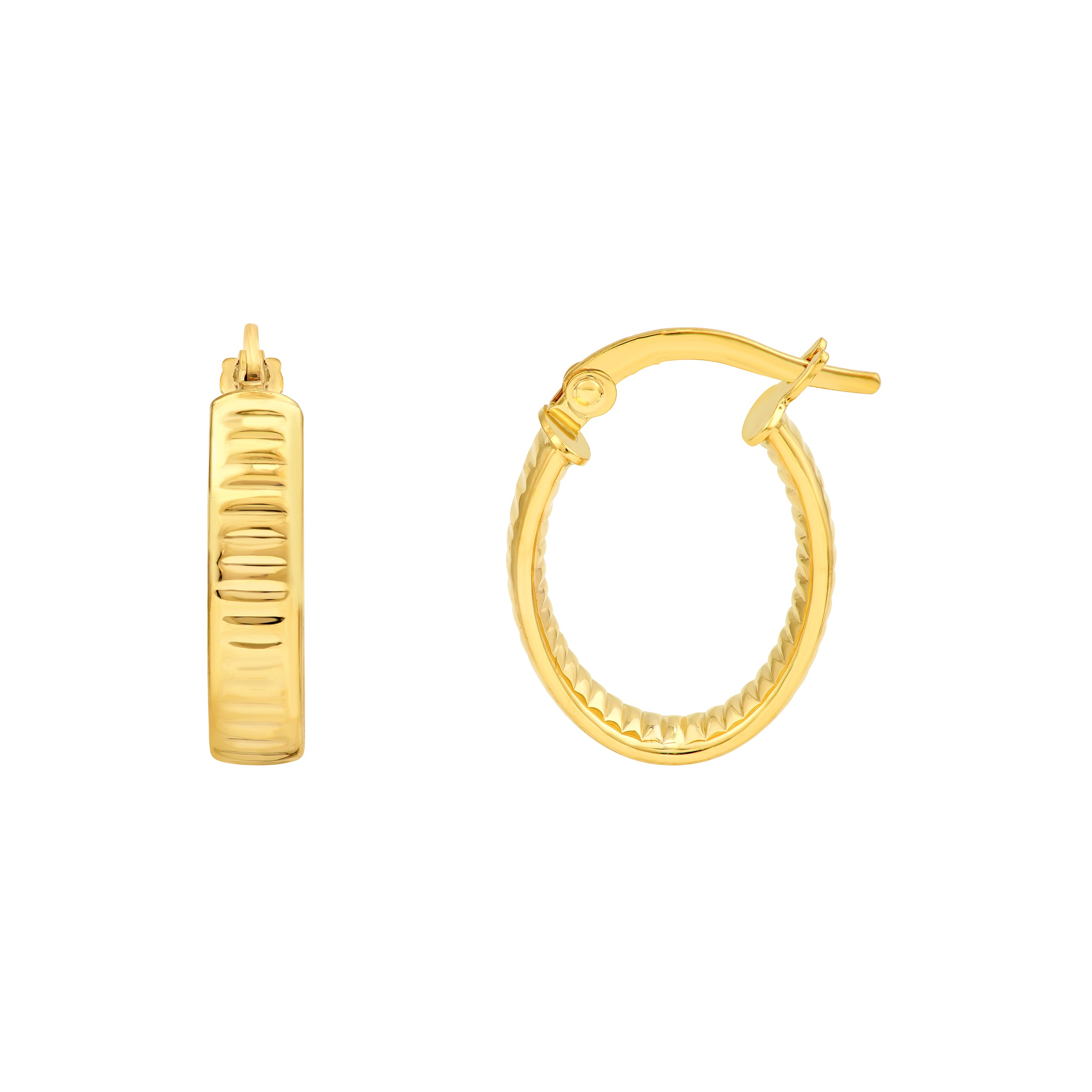 14K Yellow Gold D/C Oval Hoop Earrings Birmingham Jewelry Earrings Birmingham Jewelry 