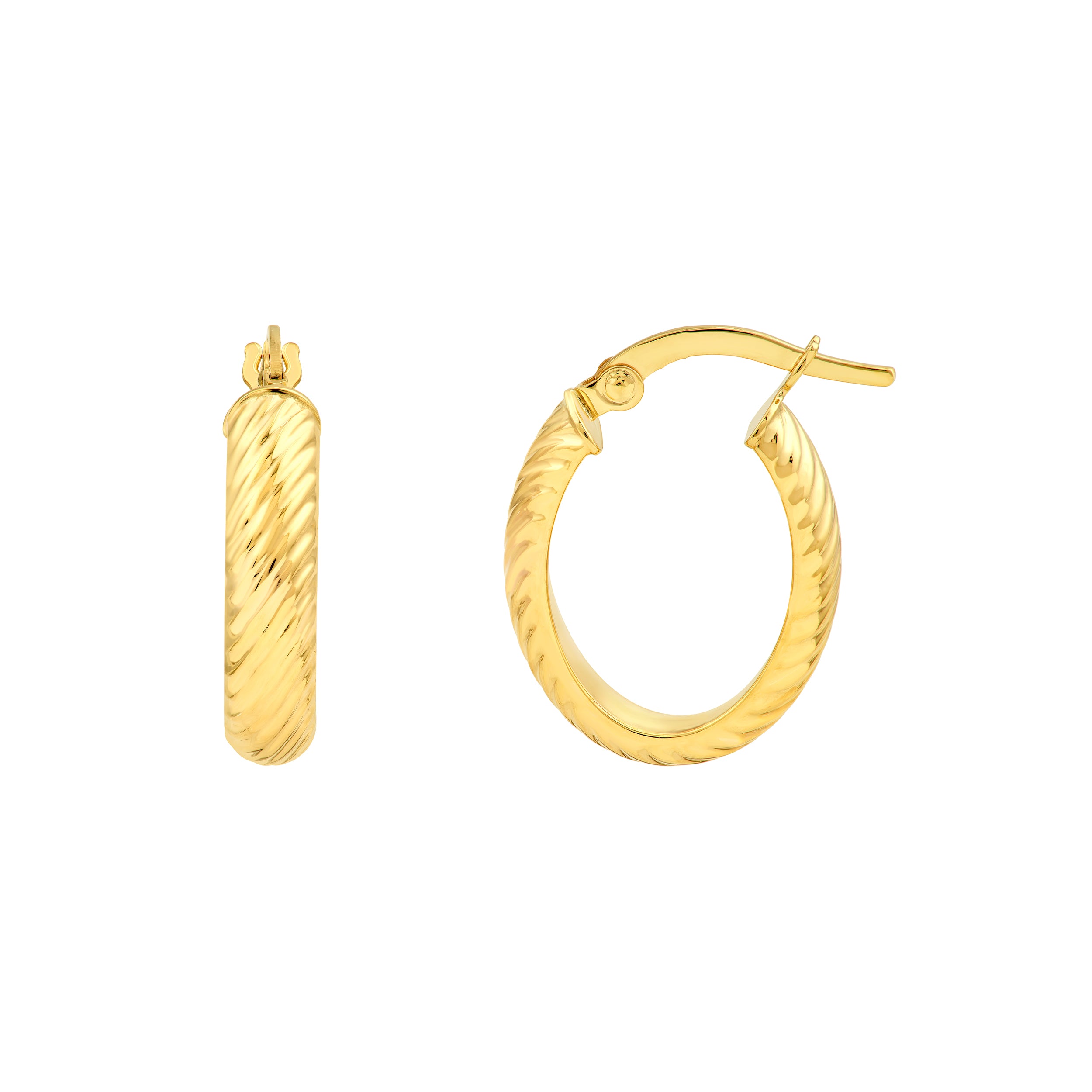 14K Yellow Gold Large D/C D-Tube Oval Hoop Earrings Birmingham Jewelry Earrings Birmingham Jewelry 