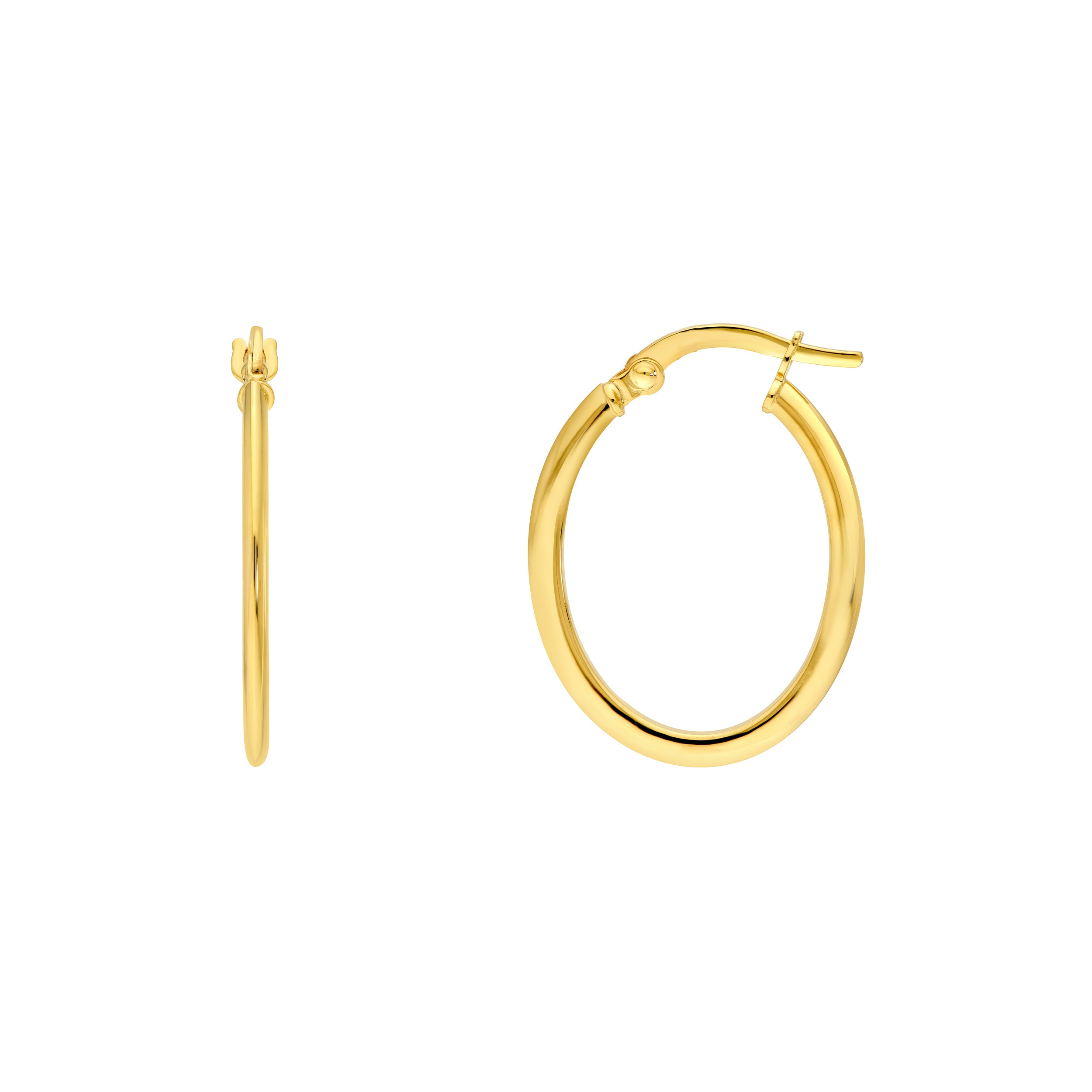 14K Gold 20.00mm Knife Edge Oval Hoop Earrings Birmingham Jewelry Earrings Birmingham Jewelry 