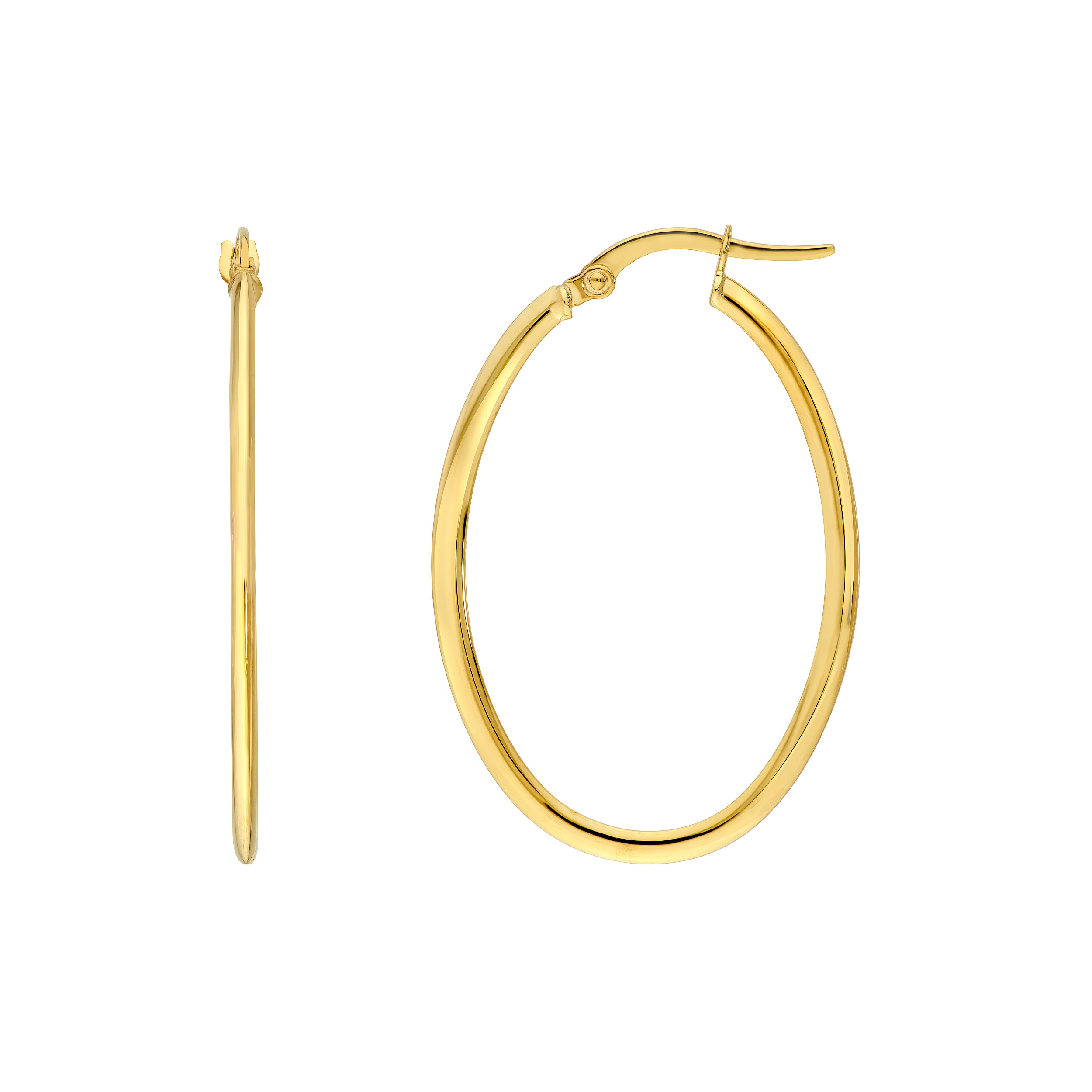 14K Gold 30.00mm x 20.00mm Knife Edge Tube Oval Hoop Earrings Birmingham Jewelry Earrings Birmingham Jewelry 