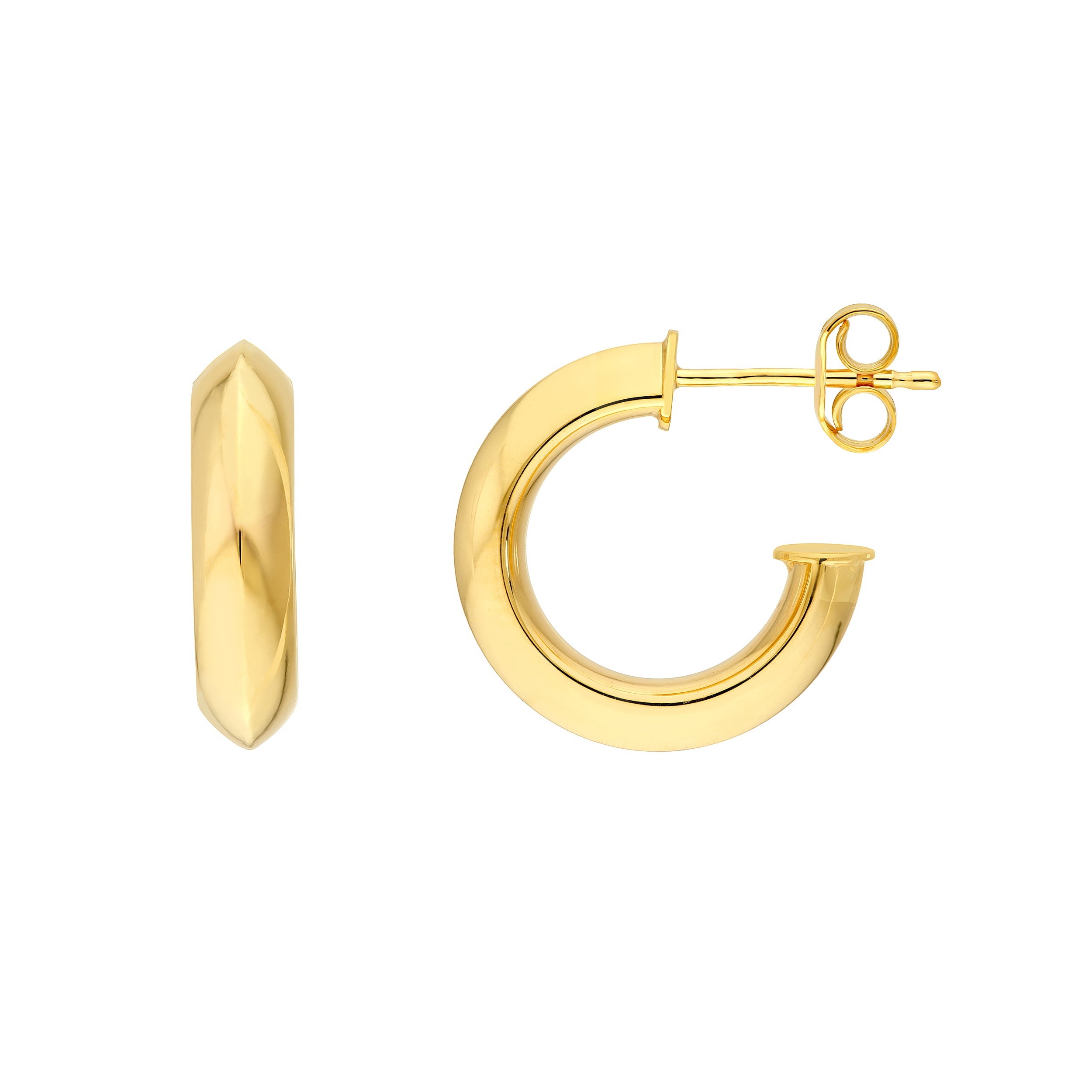 14K Yellow Gold Knife Edge Tube Round Hoop Earrings Birmingham Jewelry Earrings Birmingham Jewelry 