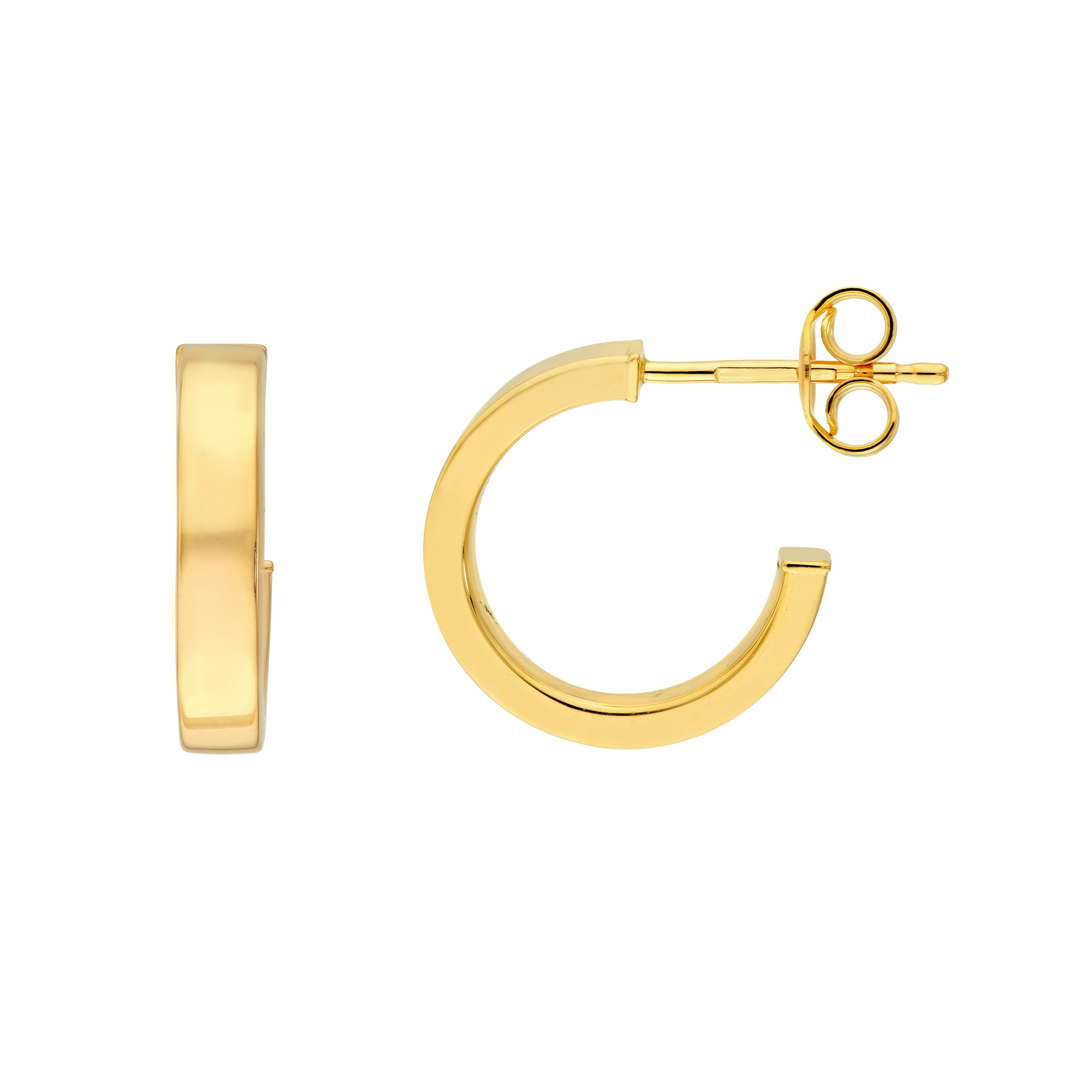 14K Gold Rectangular Tube Round Open Hoop Earrings Birmingham Jewelry Earrings Birmingham Jewelry 