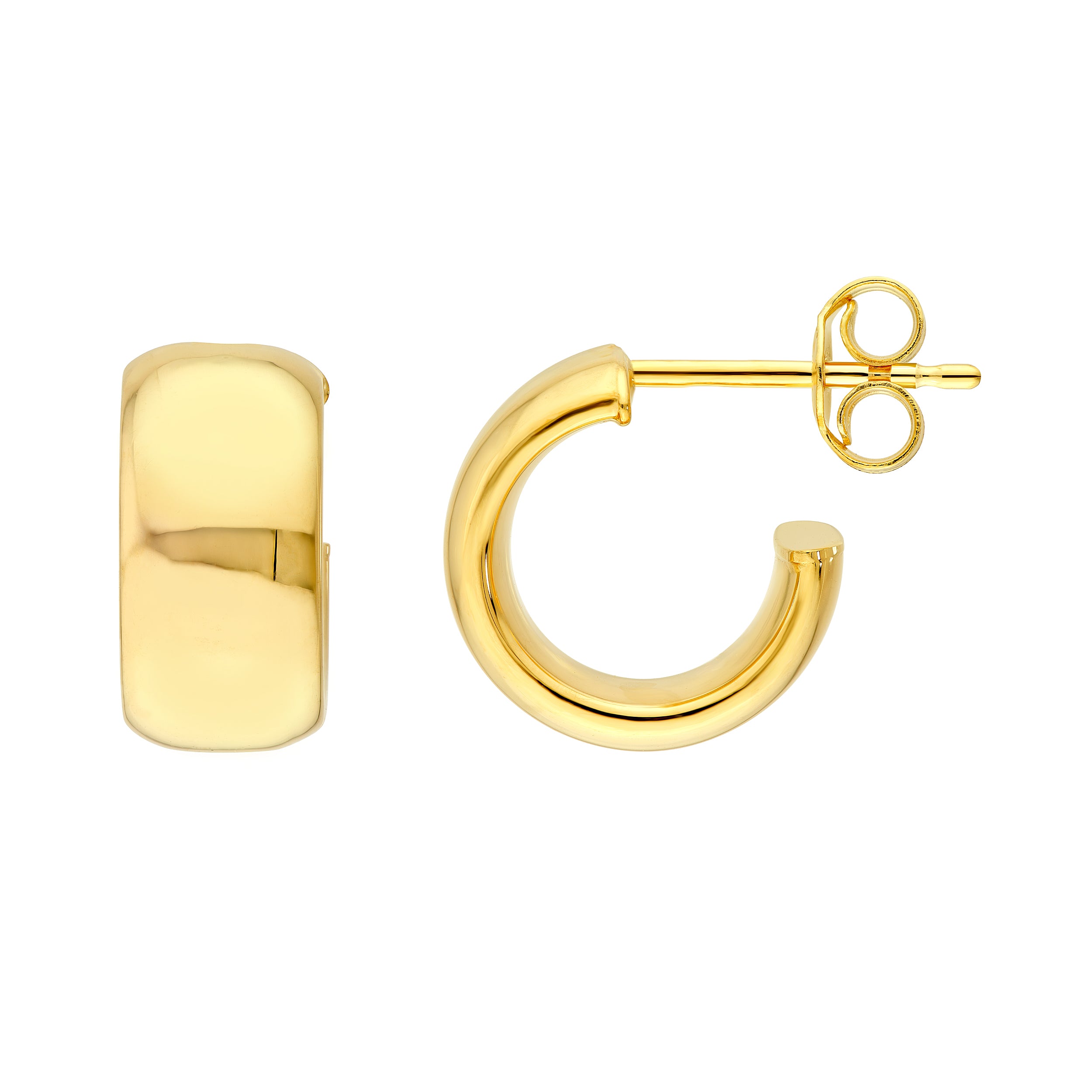14K Gold 6.00mm Flat Tube Round Open Hoop Earrings Birmingham Jewelry Earrings Birmingham Jewelry 