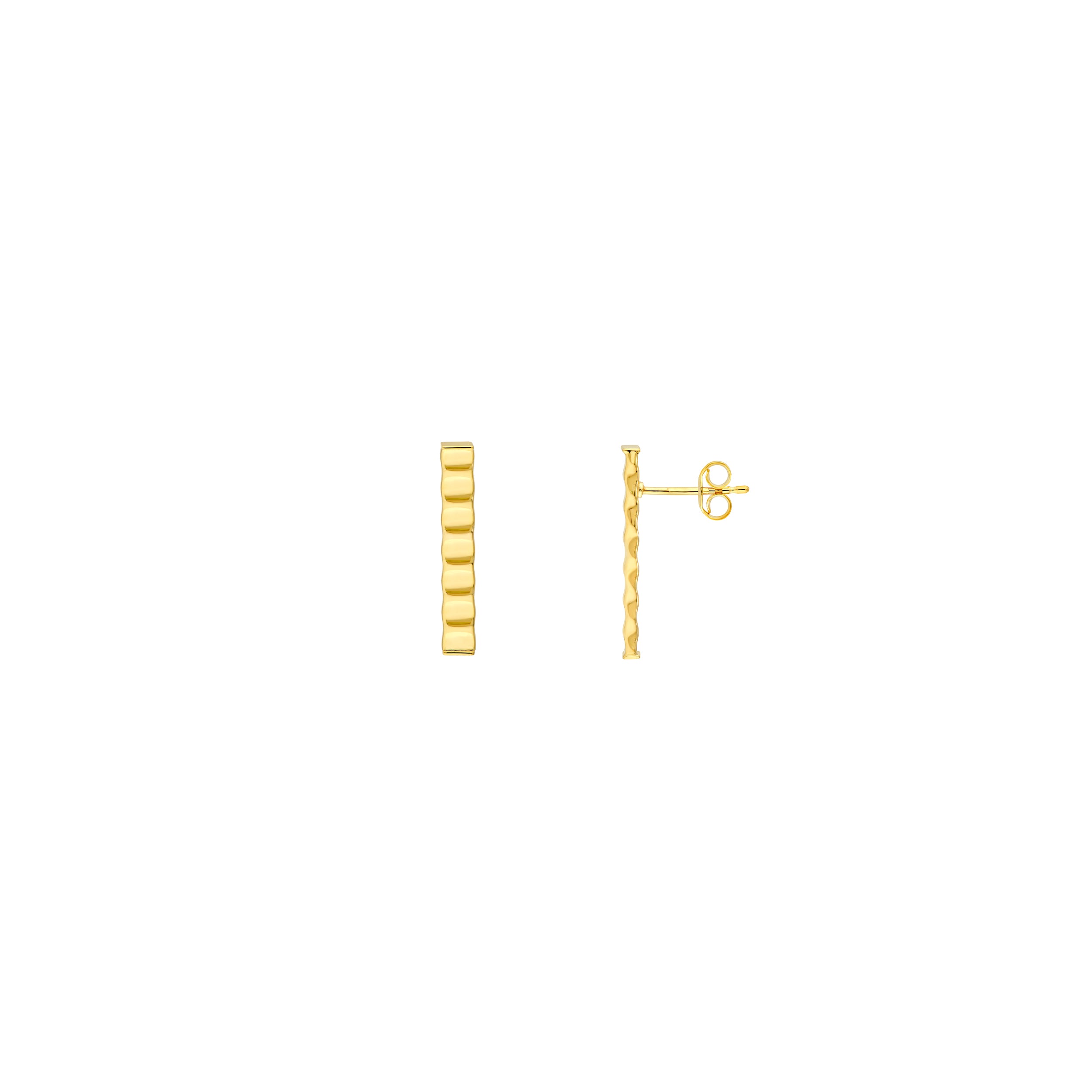14K Yellow Gold 3.40mm Linear Bar Stud Earrings Birmingham Jewelry Earrings Birmingham Jewelry 