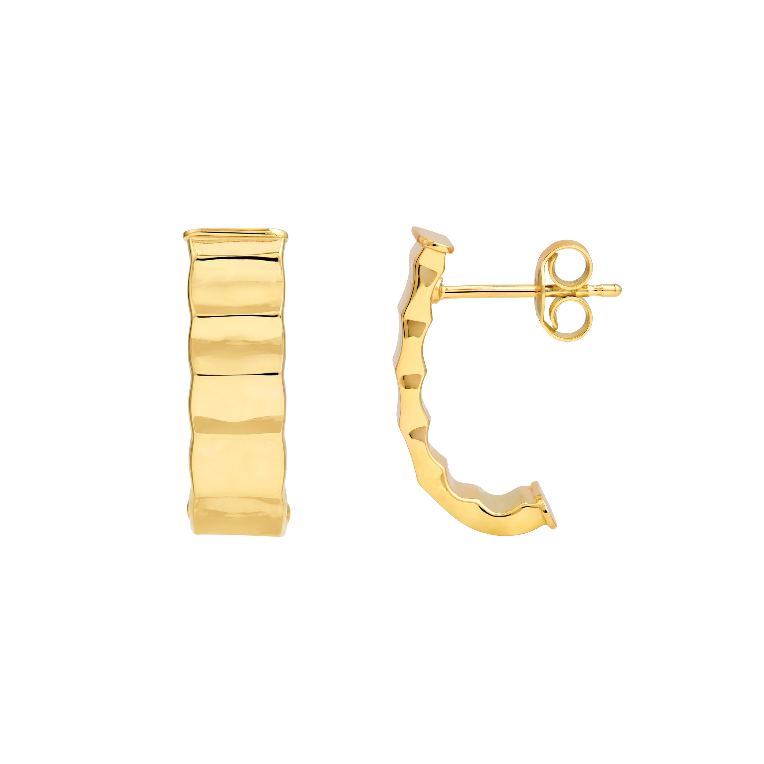 14K Yellow Gold 5.20mm Stampato Rectangular Tube JHoop Earrings Birmingham Jewelry Earrings Birmingham Jewelry 