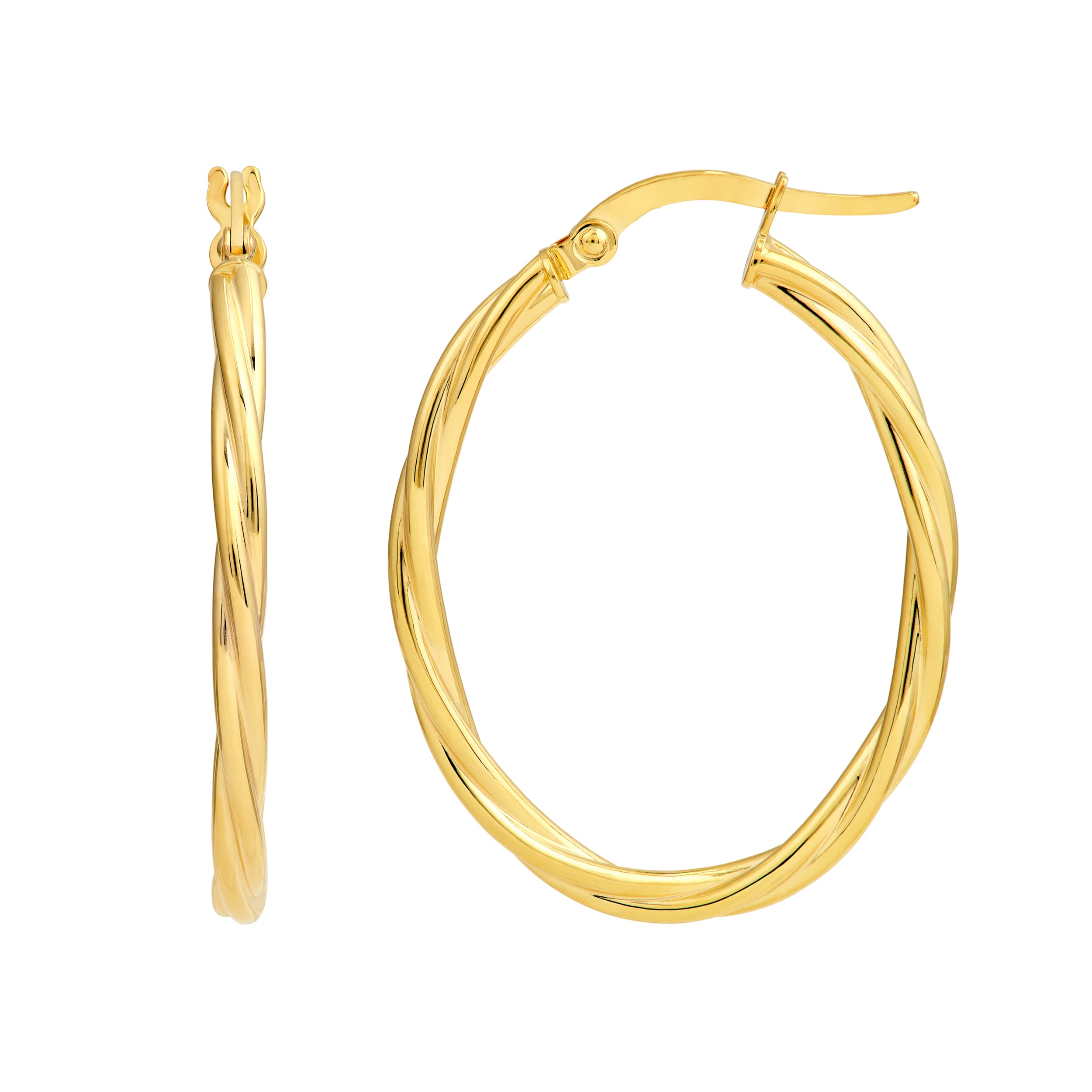 14K Yellow Gold 25.00mm Twisted Oval Hoop Earrings Birmingham Jewelry Earrings Birmingham Jewelry 