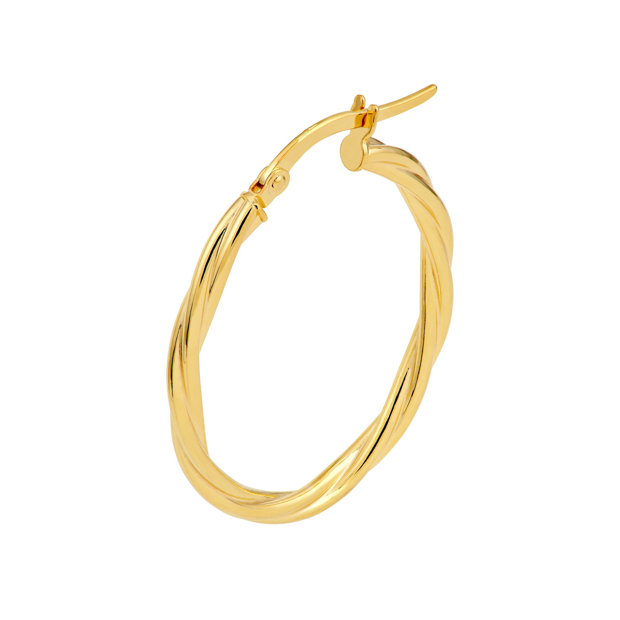 14K Yellow Gold 25.00mm Twisted Oval Hoop Earrings Birmingham Jewelry Earrings Birmingham Jewelry 