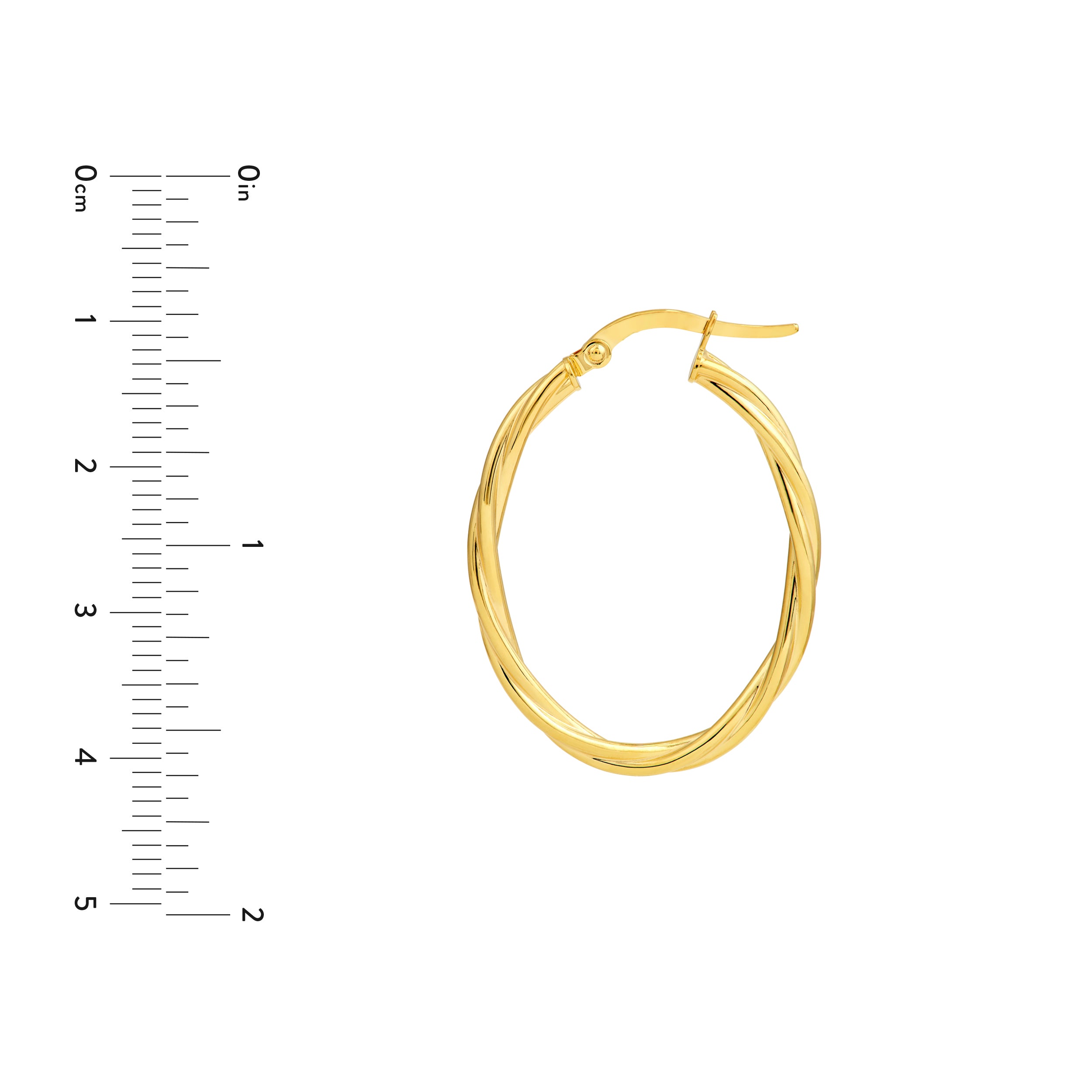 14K Yellow Gold 25.00mm Twisted Oval Hoop Earrings Birmingham Jewelry Earrings Birmingham Jewelry 