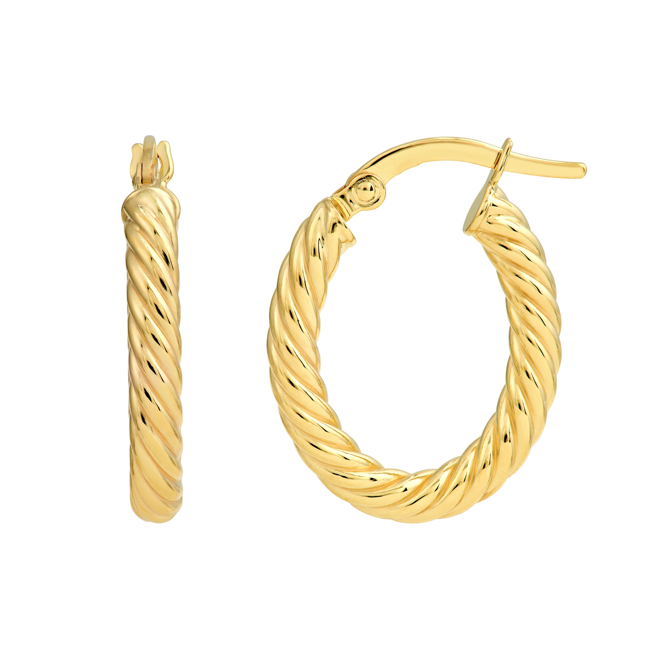 14K Yellow Gold 13.00mm Twisted Oval Hoop Earrings Birmingham Jewelry Earrings Birmingham Jewelry 