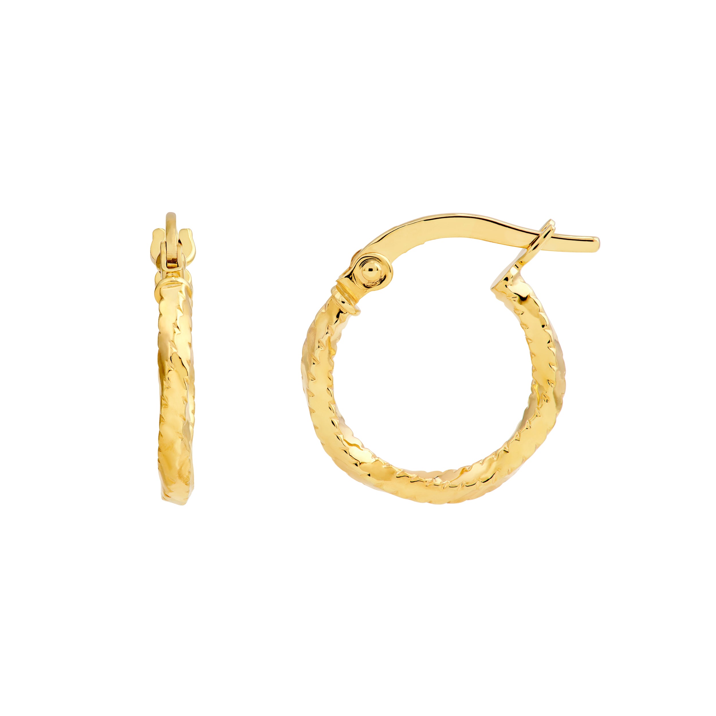 14K Yellow Gold Twisted Square Tube D/C Hoop Earrings Birmingham Jewelry Earrings Birmingham Jewelry 