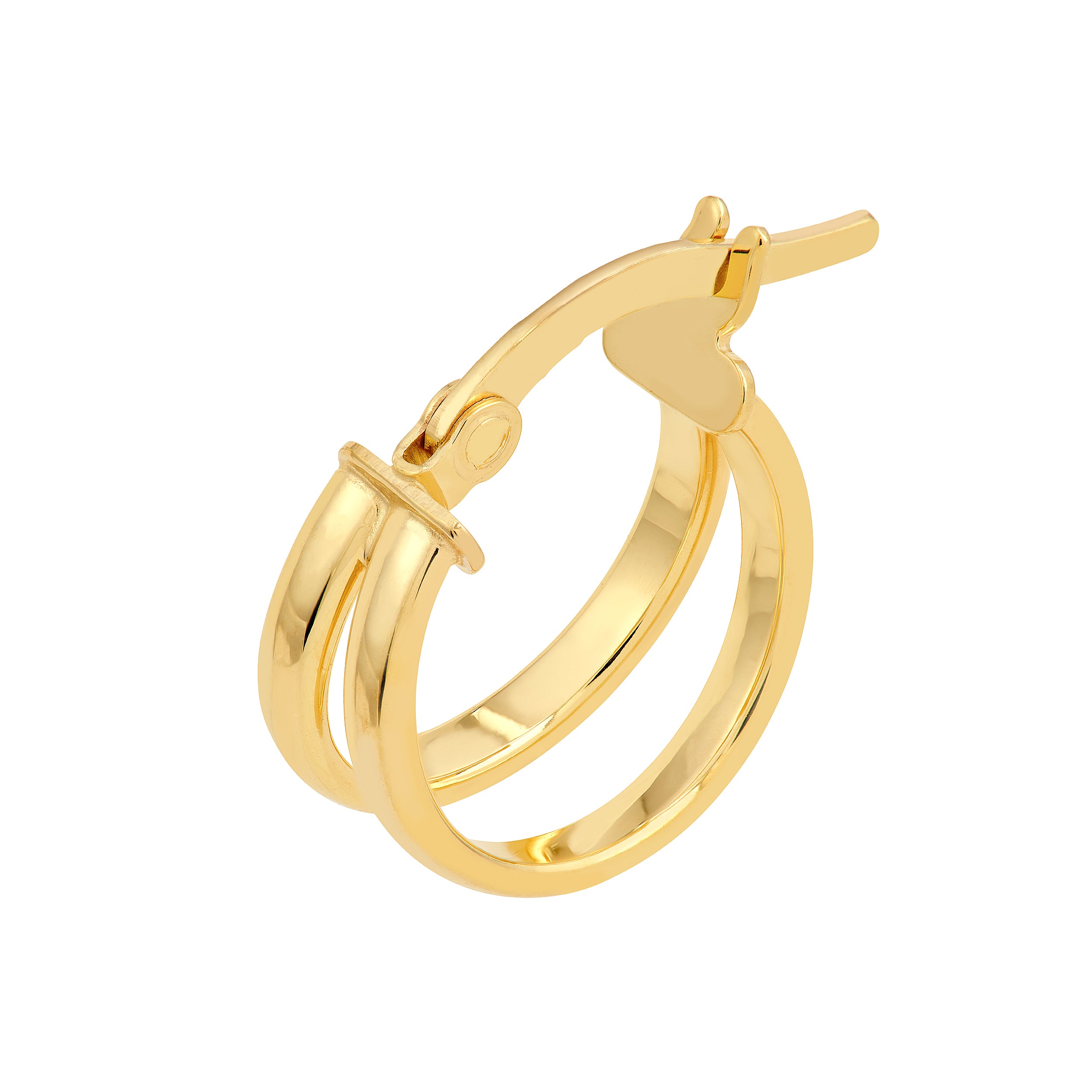 14K Yellow Gold Double D-Tube Round Hoop Earrings Birmingham Jewelry Earrings Birmingham Jewelry 