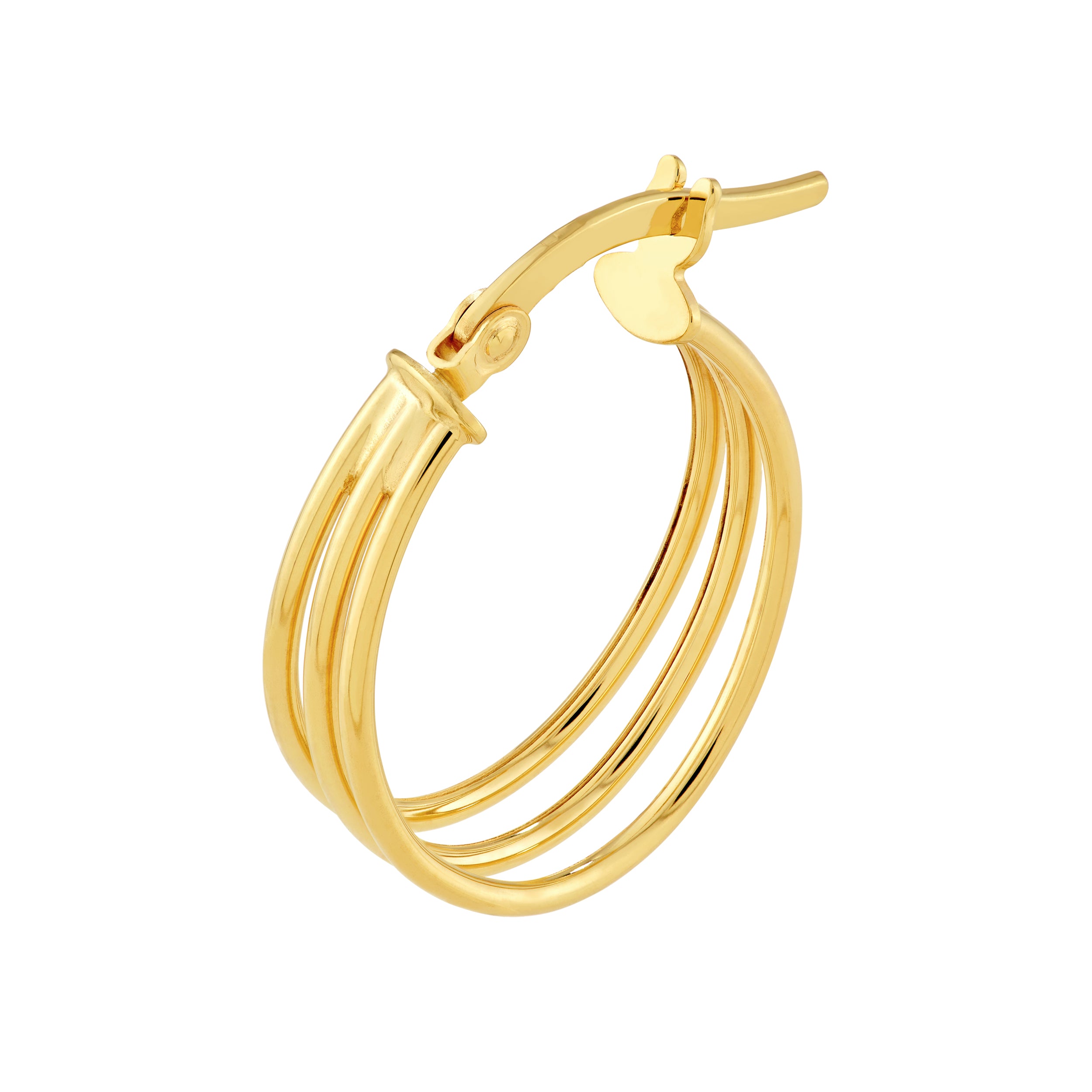 14K Yellow Gold Triple D-Tube Oval Hoop Earrings Birmingham Jewelry Earrings Birmingham Jewelry 