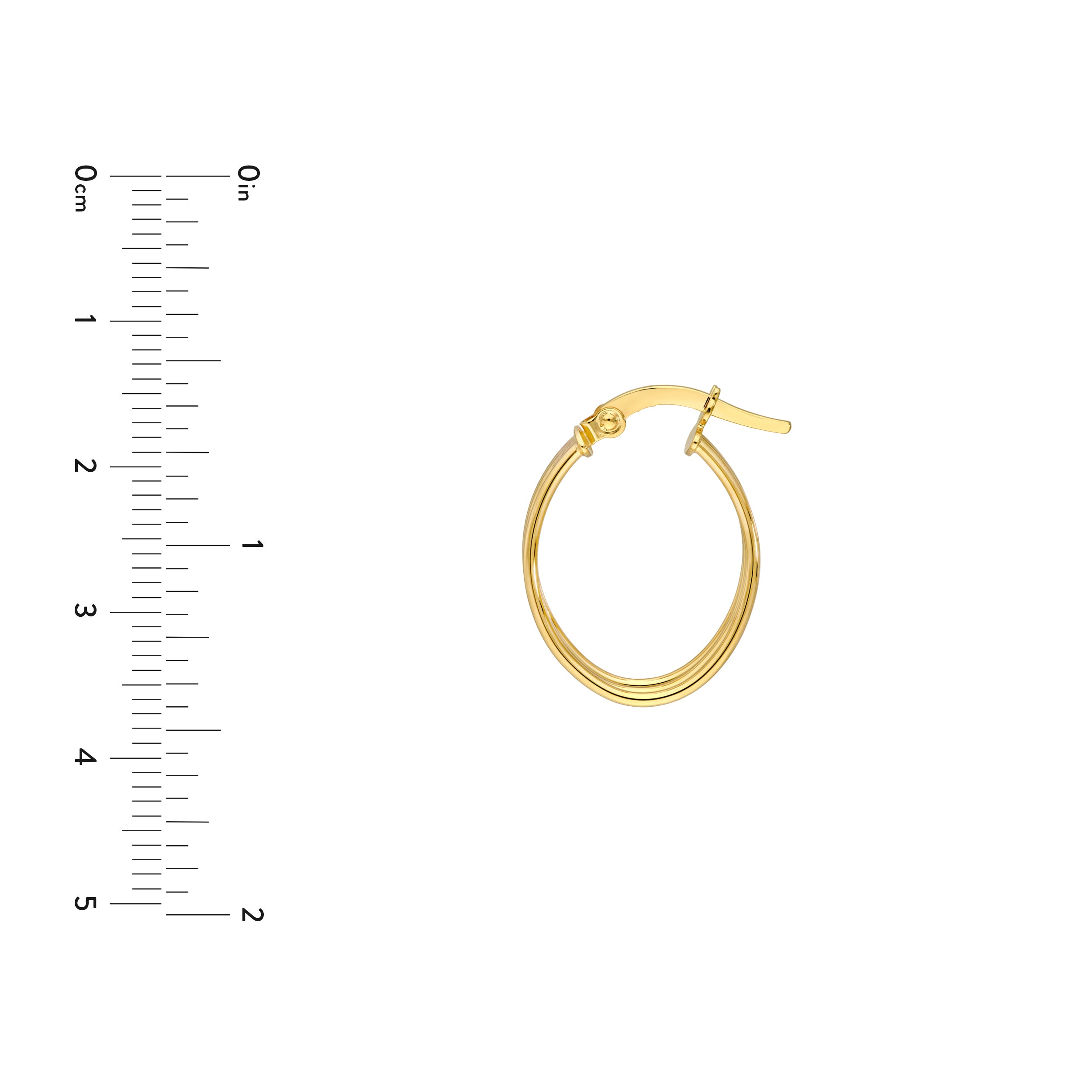 14K Yellow Gold Triple D-Tube Oval Hoop Earrings Birmingham Jewelry Earrings Birmingham Jewelry 
