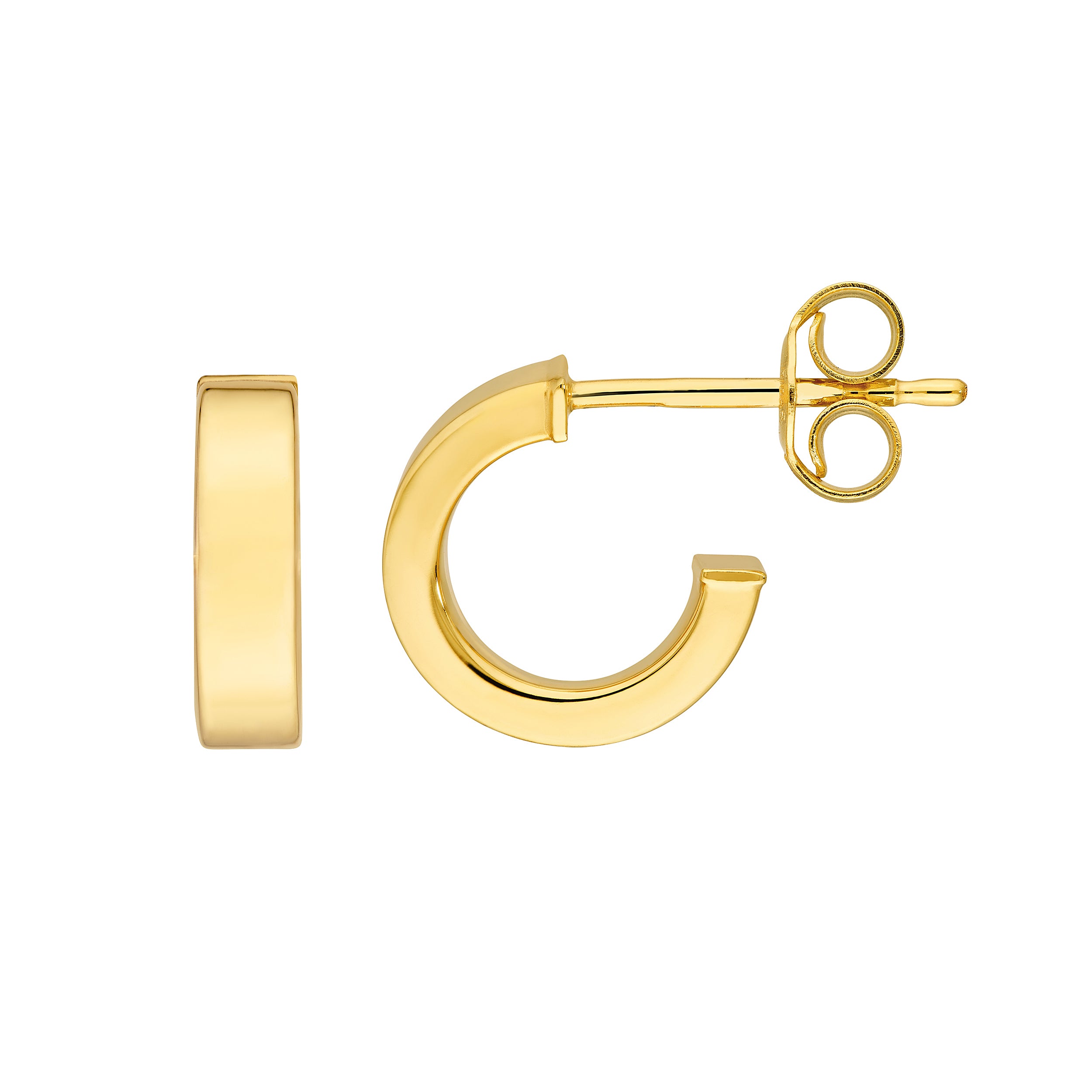 14K Yellow Gold Rectangular Tube Round Open Hoop Earrings Birmingham Jewelry Earrings Birmingham Jewelry 
