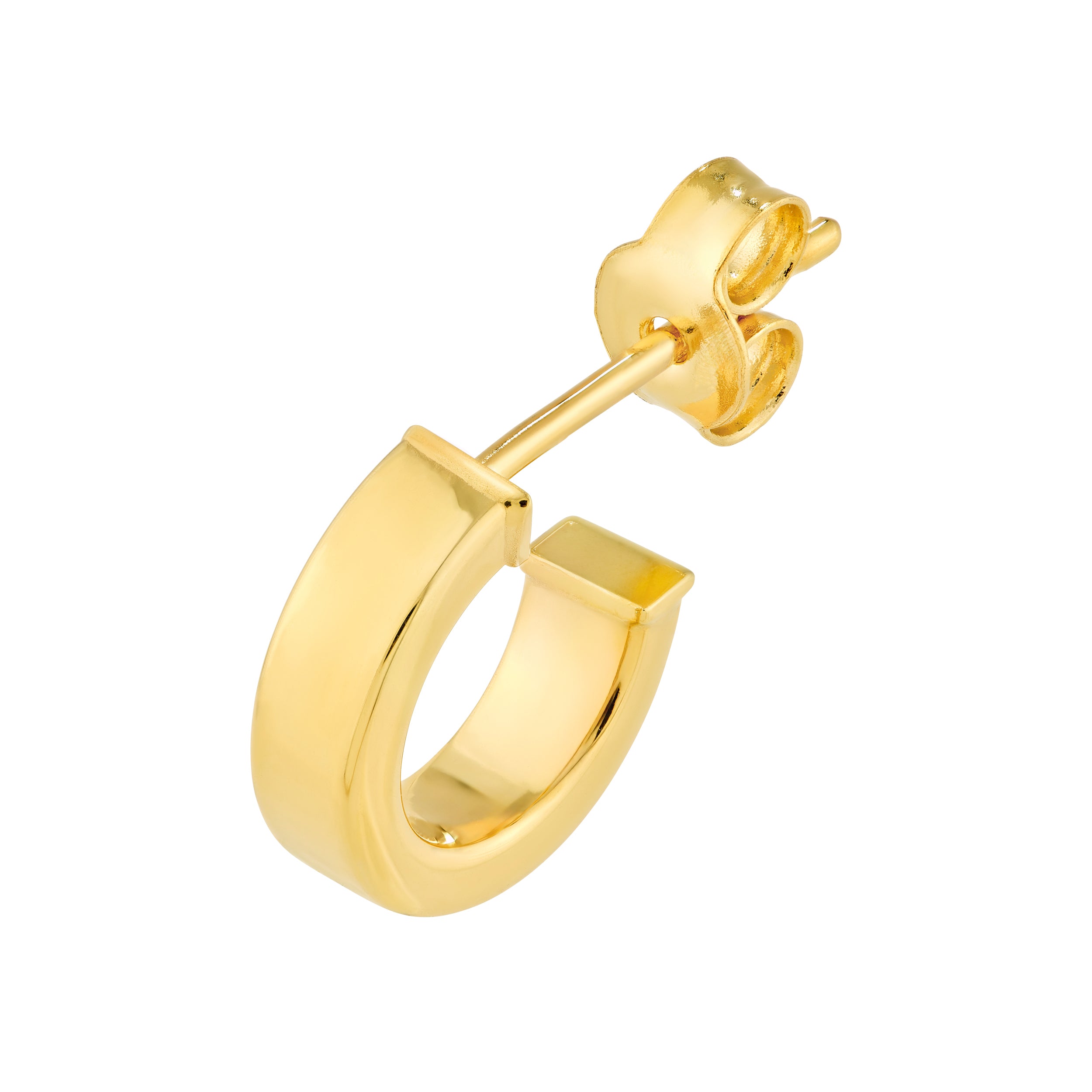 14K Yellow Gold Rectangular Tube Round Open Hoop Earrings Birmingham Jewelry Earrings Birmingham Jewelry 