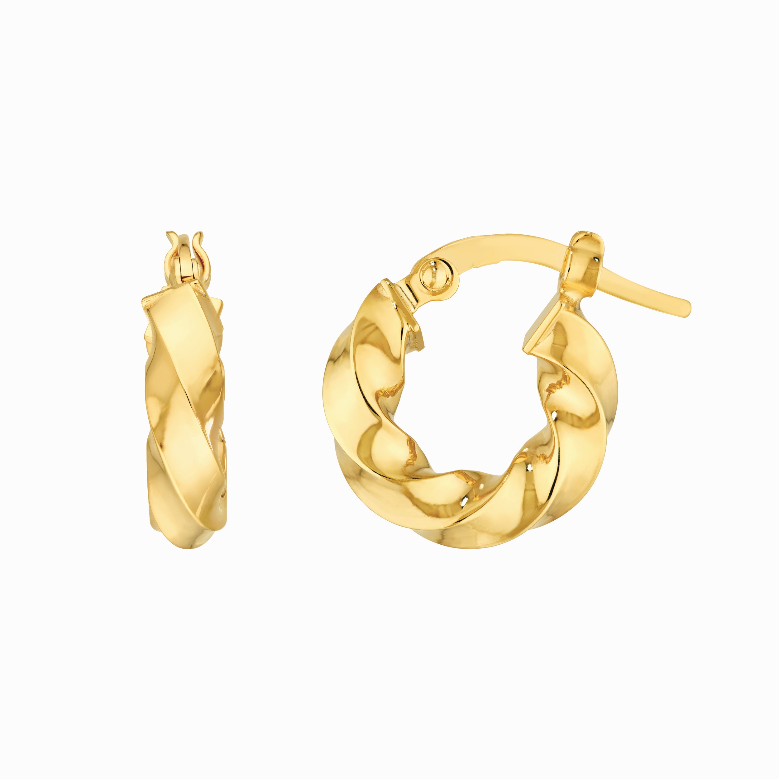 14K Yellow Gold Twisted Squared Tube Round Hoop Earrings Birmingham Jewelry Earrings Birmingham Jewelry 
