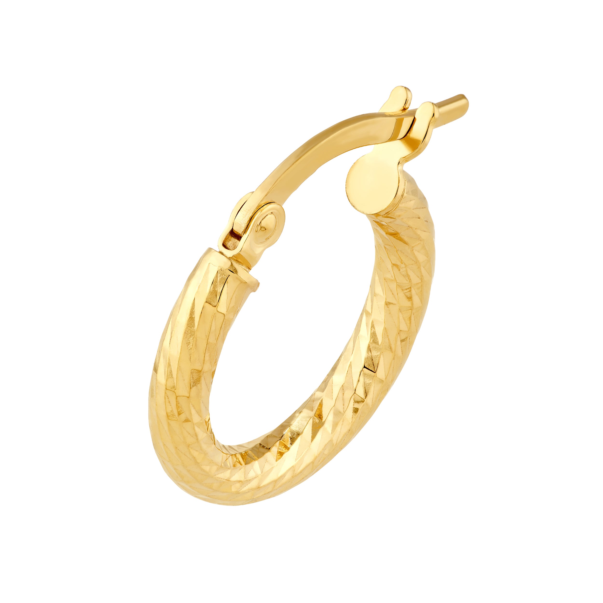14K Yellow Gold D/C Tube Round Hoop Earrings Birmingham Jewelry Earrings Birmingham Jewelry 