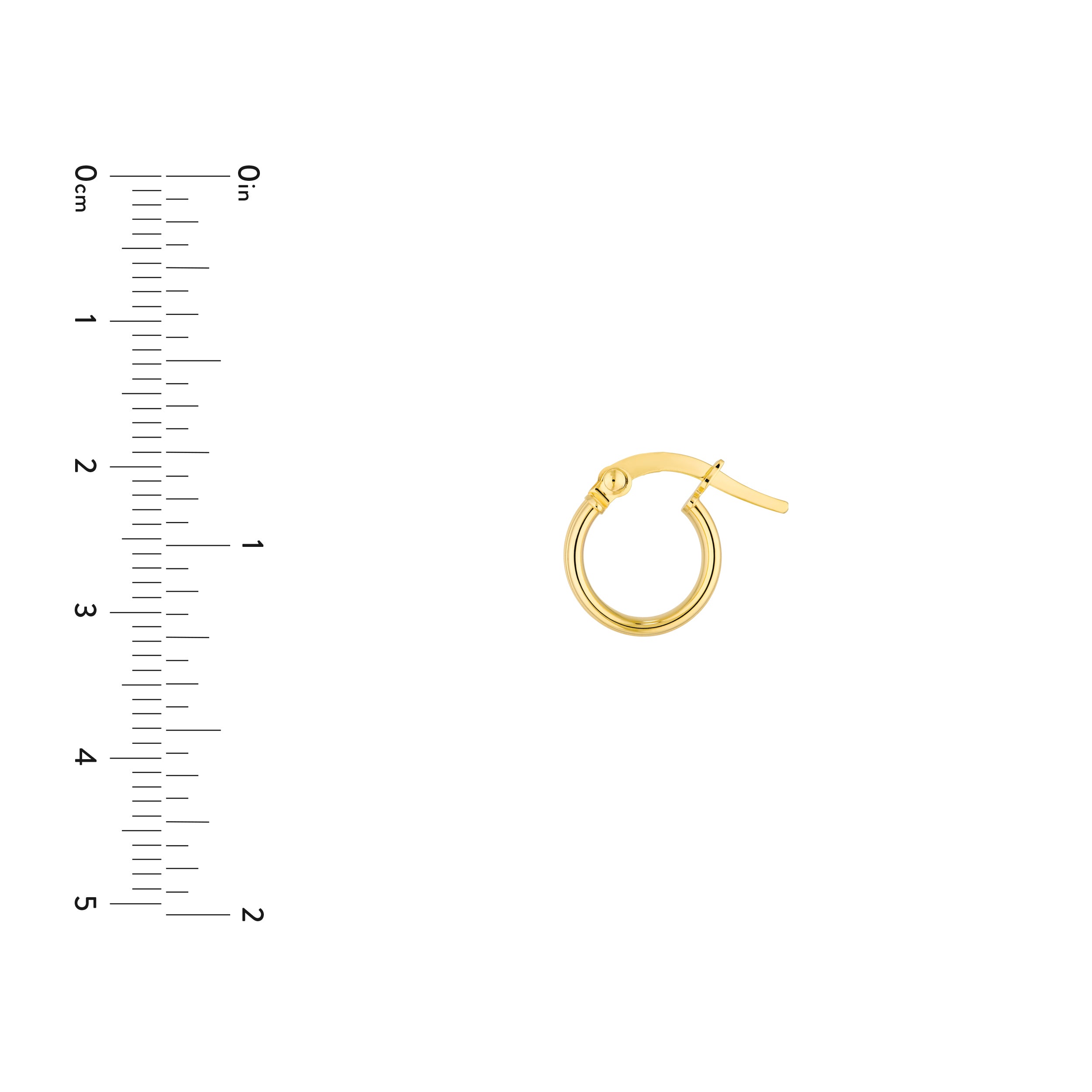 14K Yellow Gold Small Hammered Finish Flat Tube Hoop Earrings