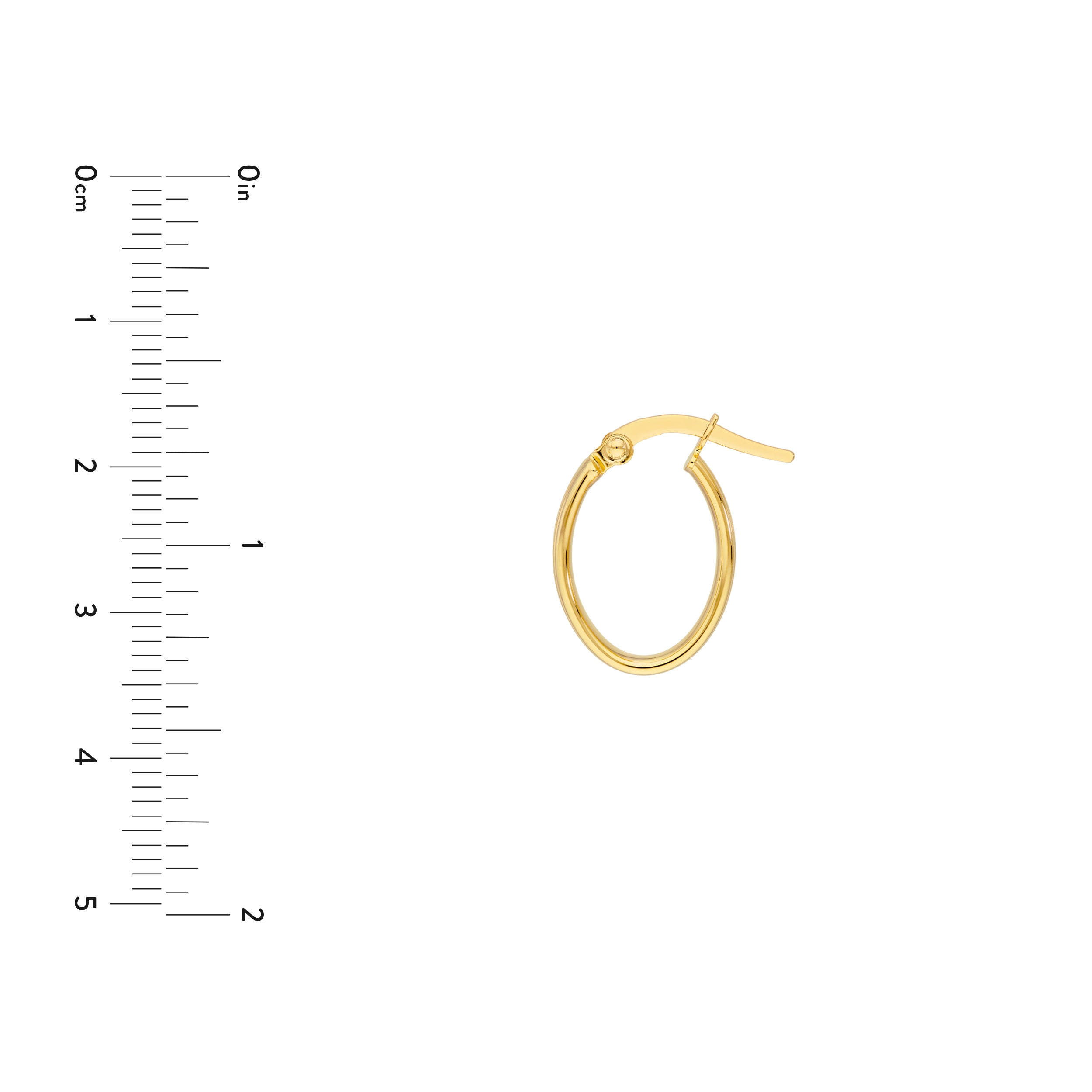 14K Yellow Gold Medium Hammered Finish Flat Tube Hoop Earrings