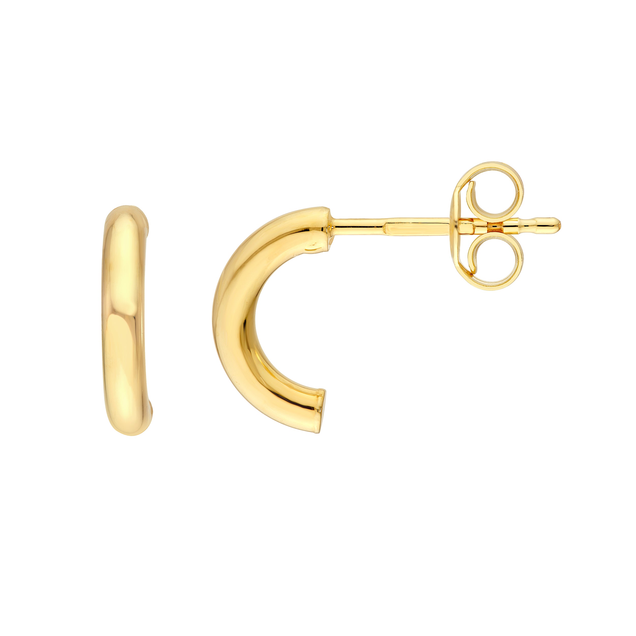 14K Yellow Gold 2.00mm Half Round Hoop Earrings