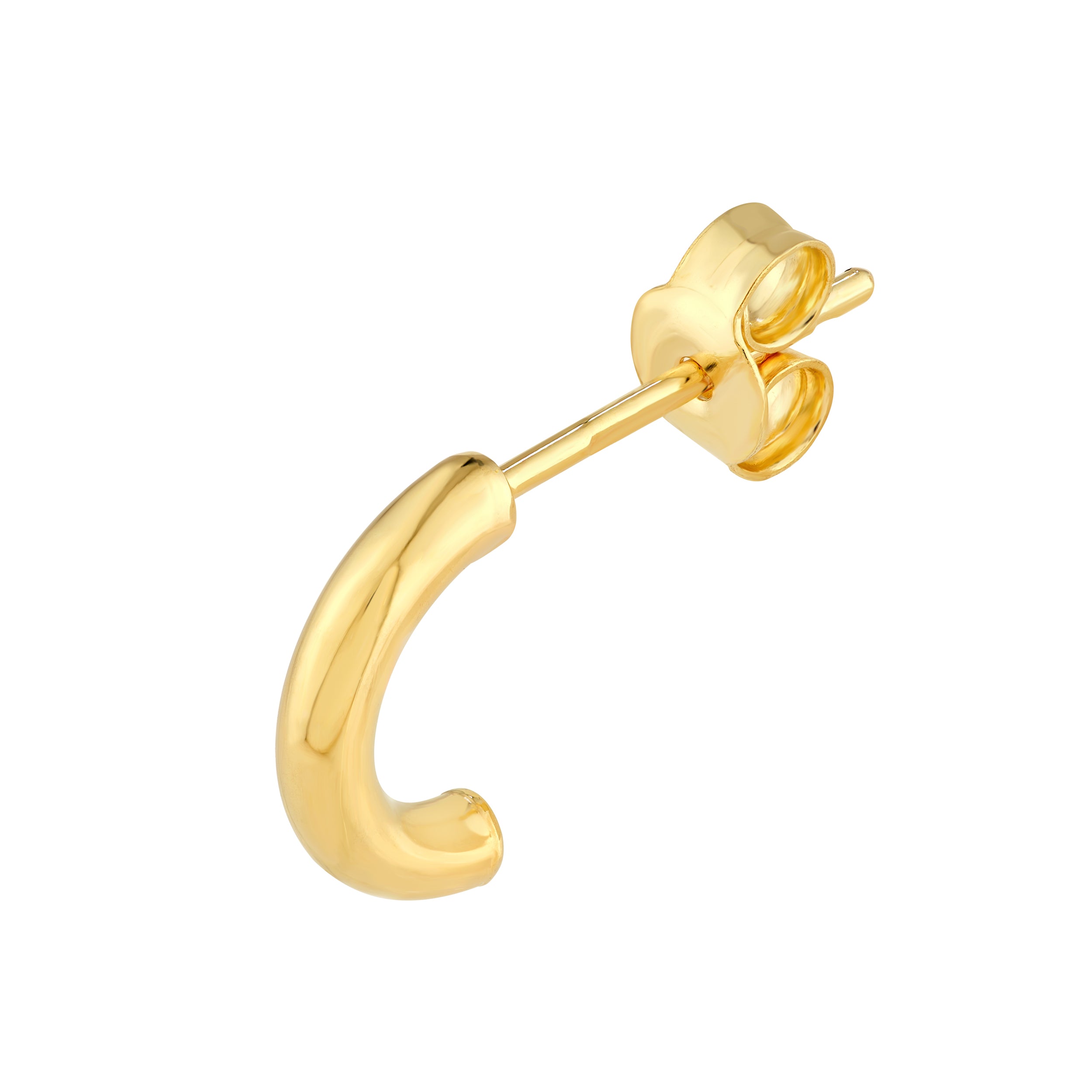 14K Yellow Gold 2.00mm Half Round Hoop Earrings