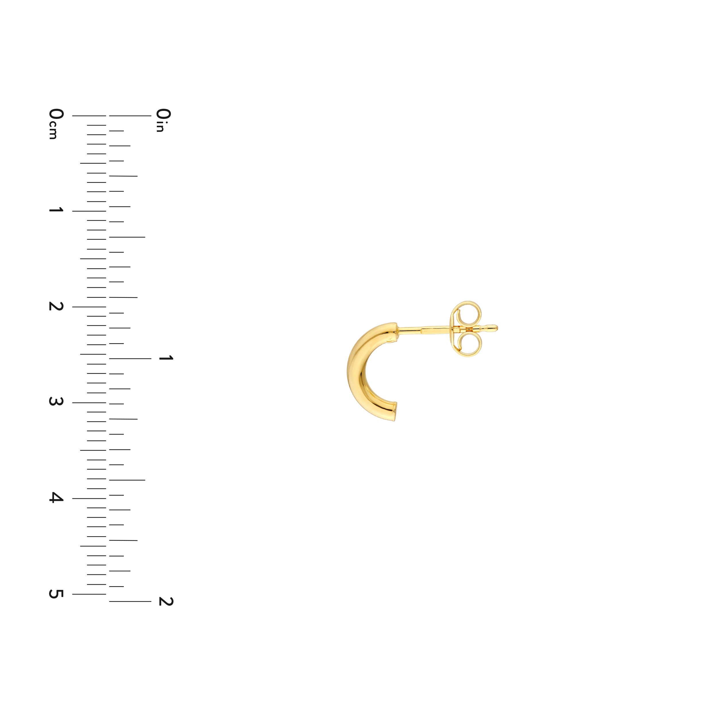 14K Yellow Gold 2.00mm Half Round Hoop Earrings
