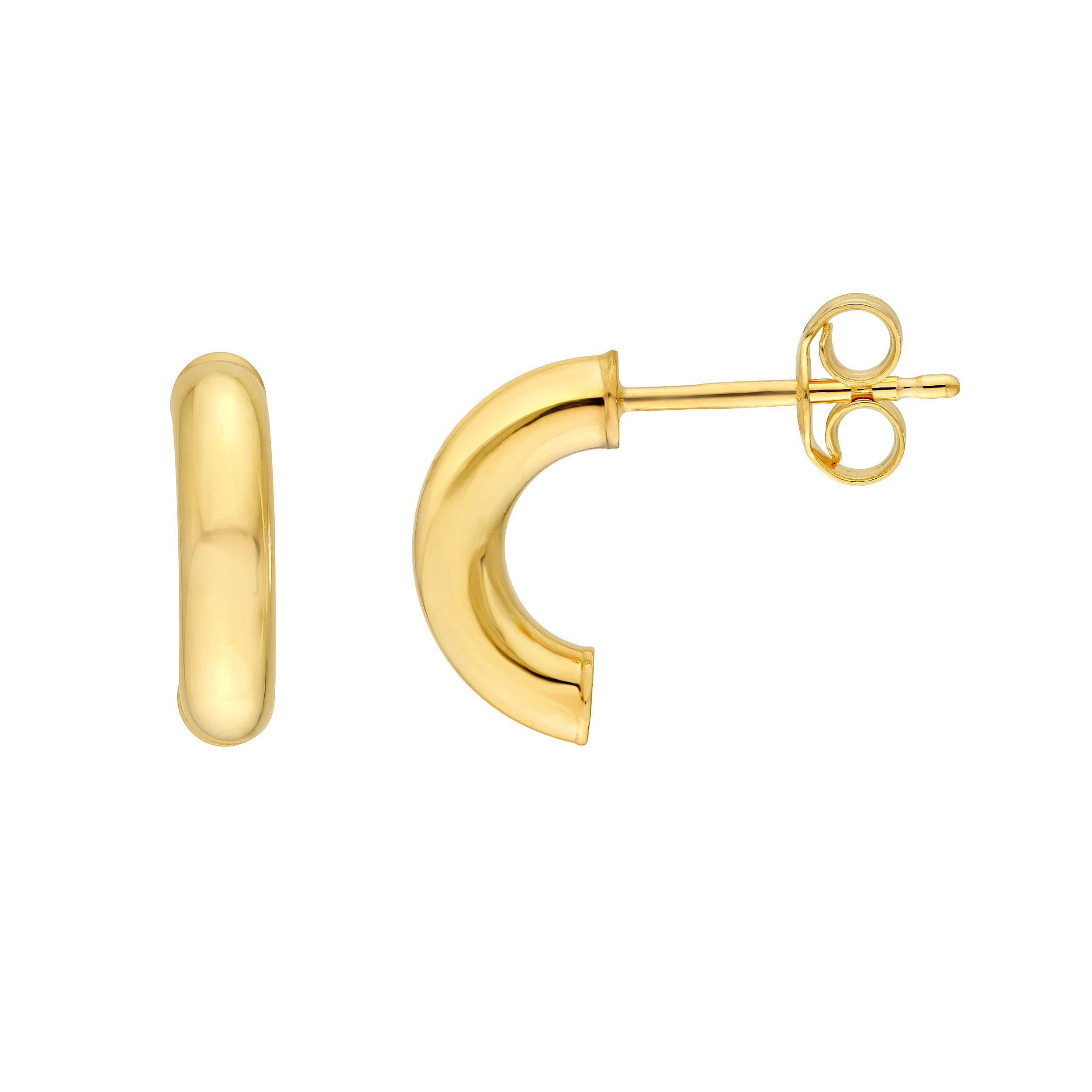 14K Yellow Gold 3.00mm Half Round Hoop Earrings