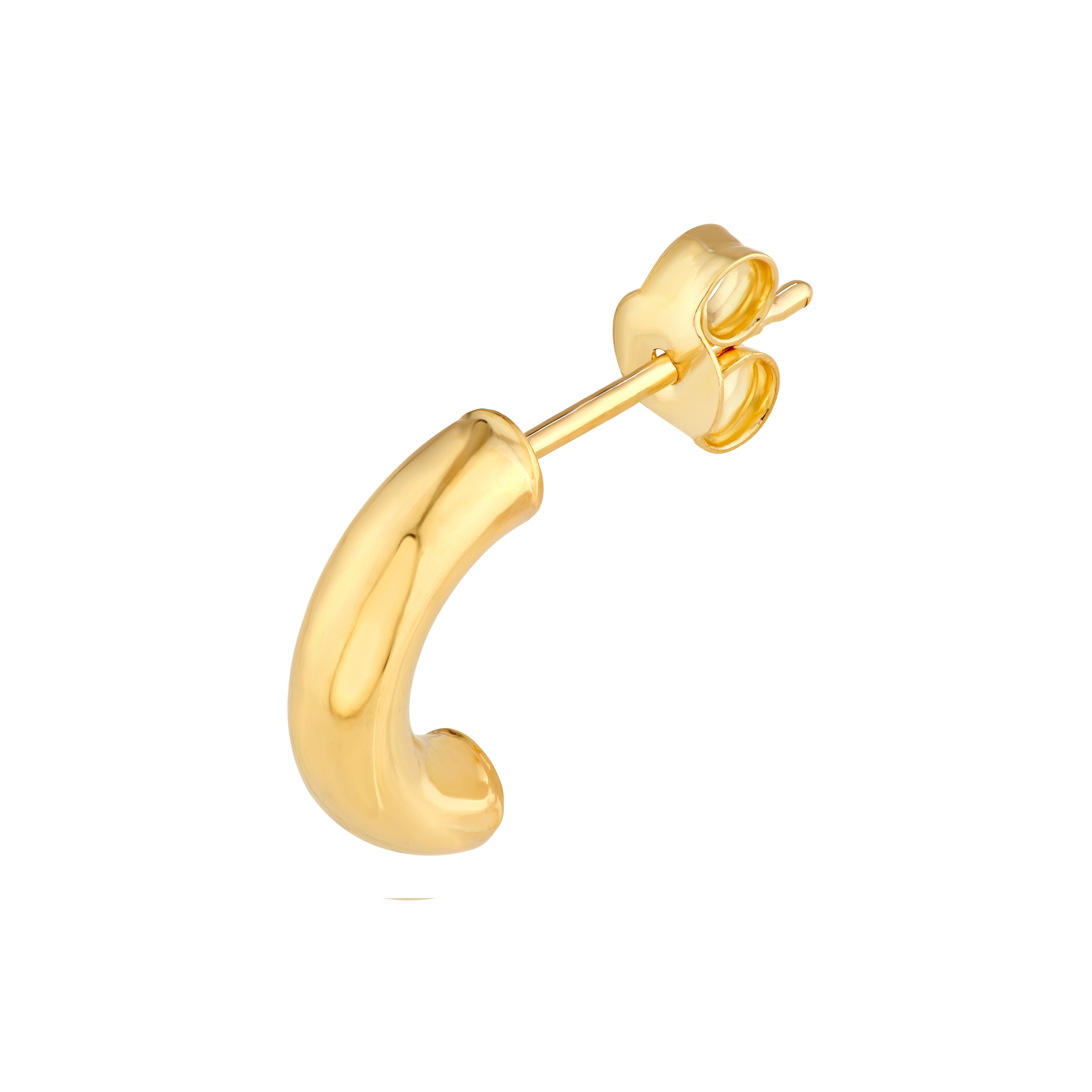 14K Yellow Gold 3.00mm Half Round Hoop Earrings