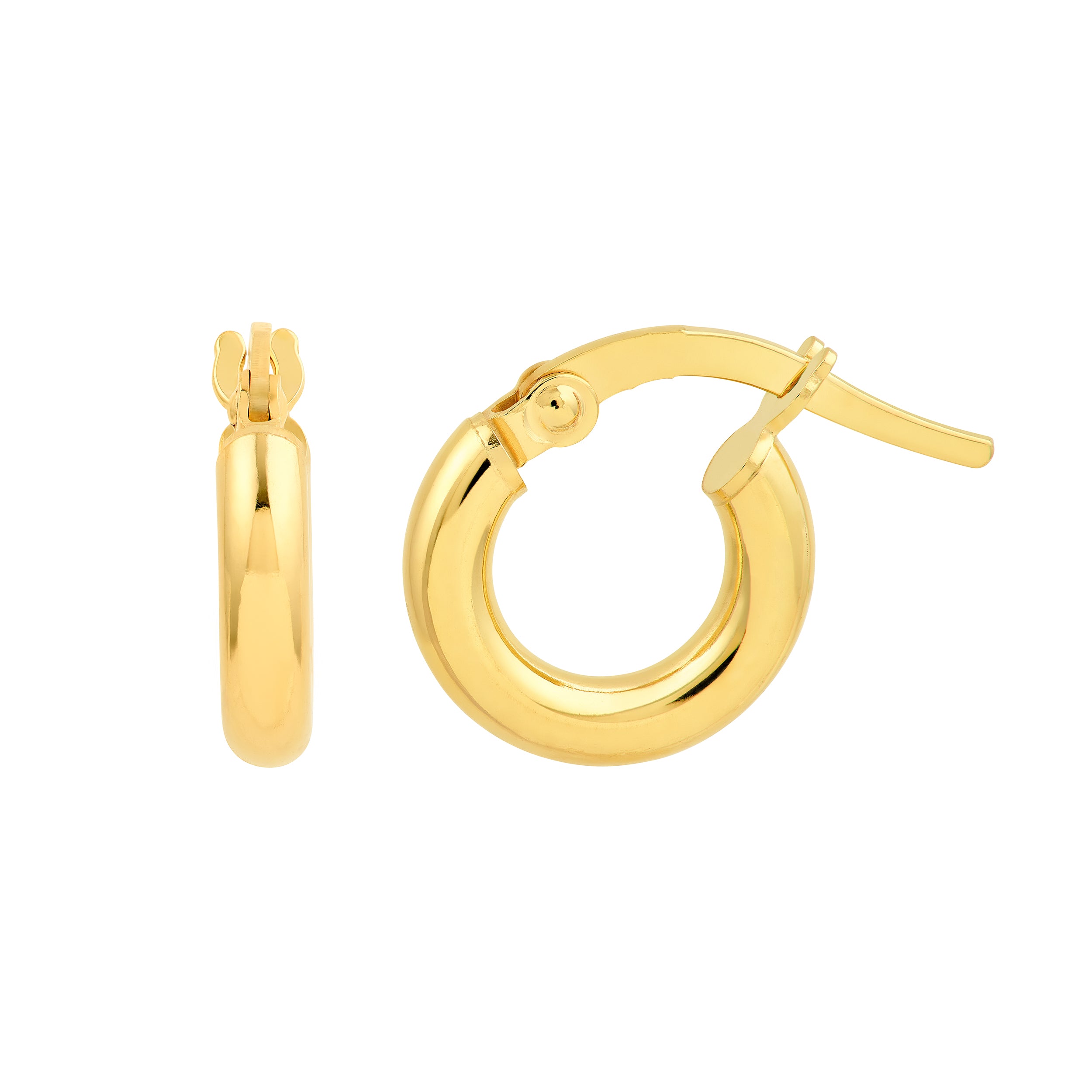 14K Yellow Gold 2.50mm Round Tube Hoop Earrings Birmingham Jewelry Earrings Birmingham Jewelry 