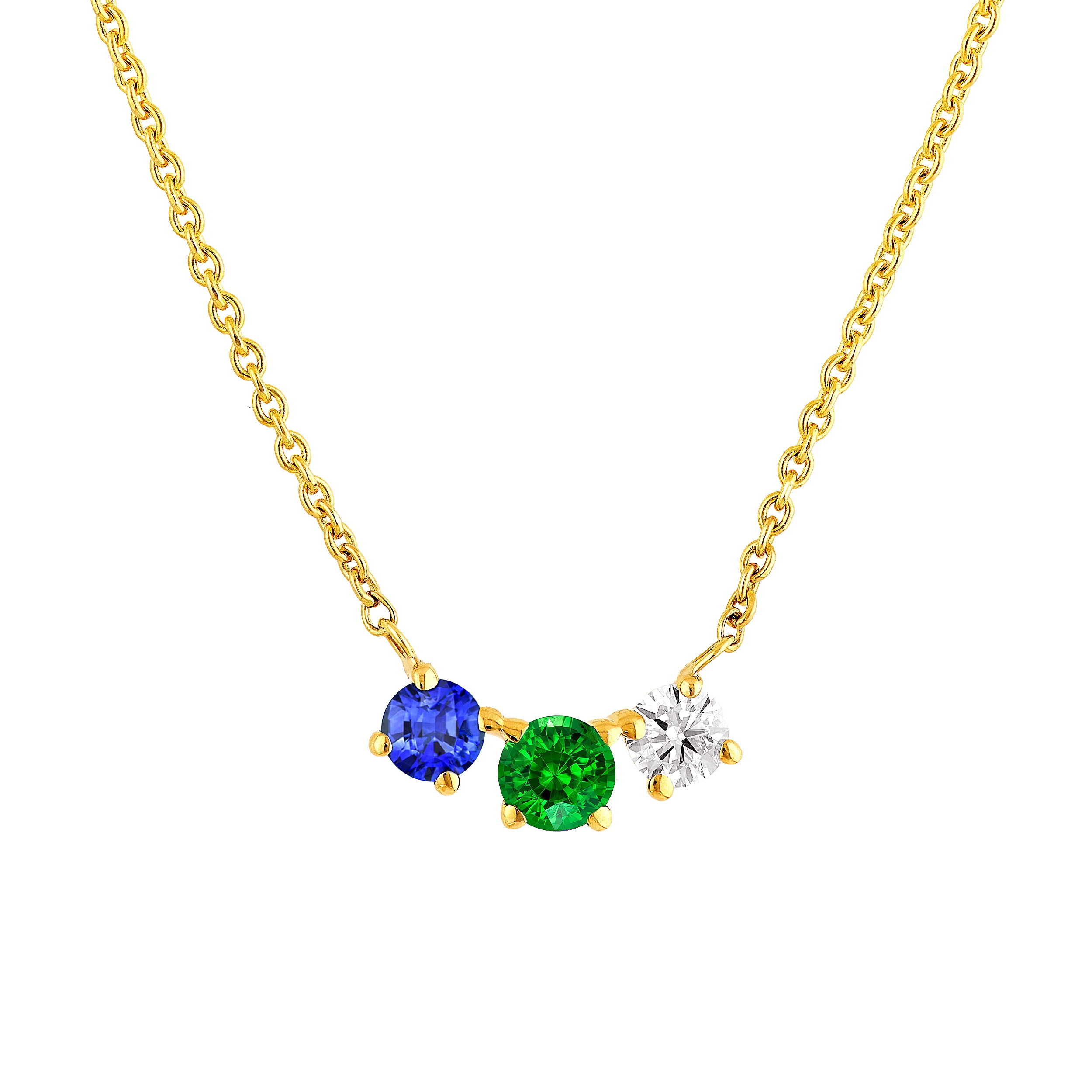14K Yellow Gold 3 Stone Necklace Birmingham Jewelry Necklace Birmingham Jewelry 