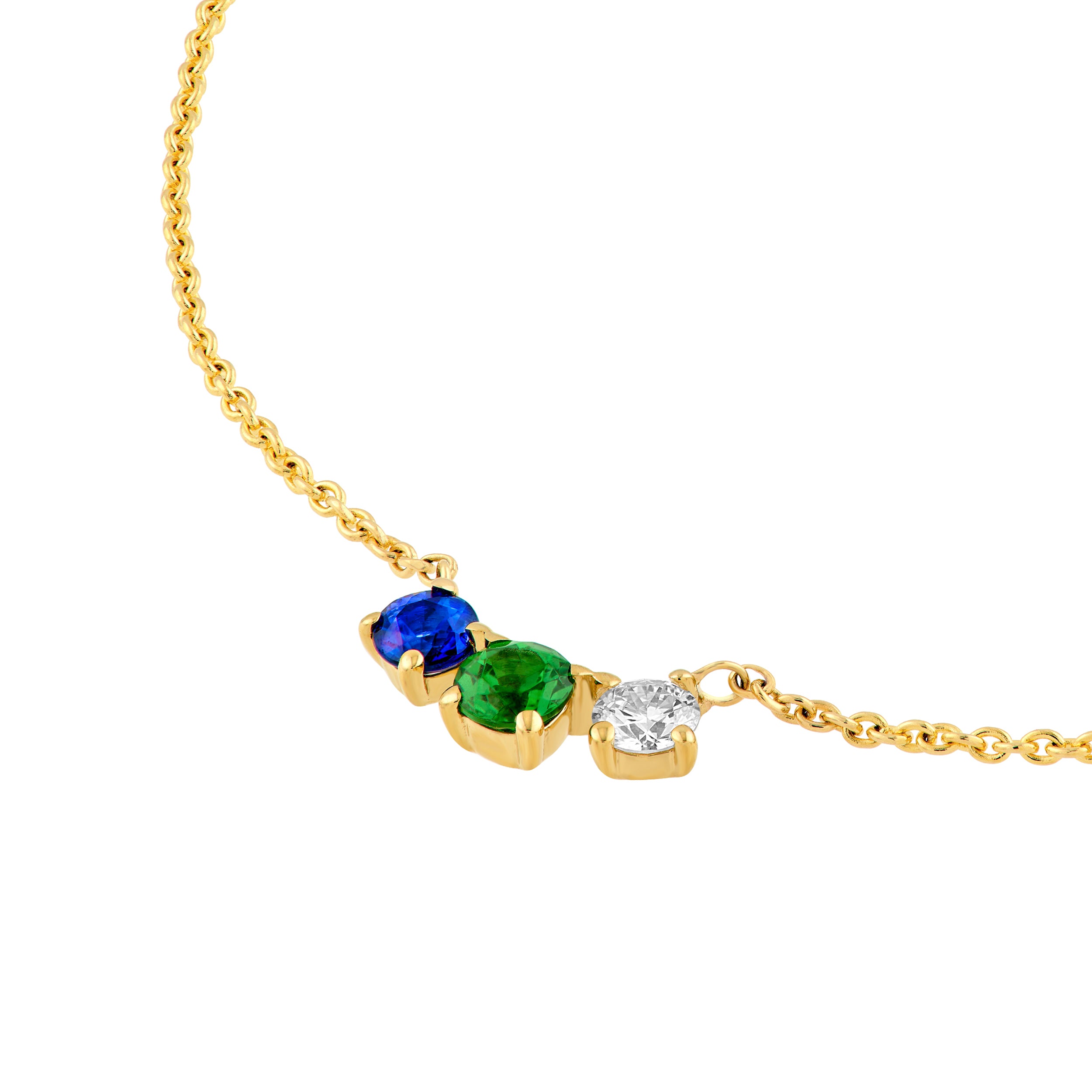 14K Yellow Gold 3 Stone Necklace Birmingham Jewelry Necklace Birmingham Jewelry 