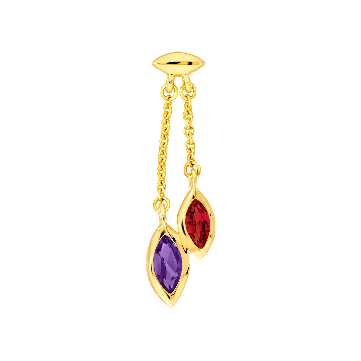14K Yellow Gold Toi et Moi Earrings (Garnet & Amethyst) Birmingham Jewelry Earrings Birmingham Jewelry 