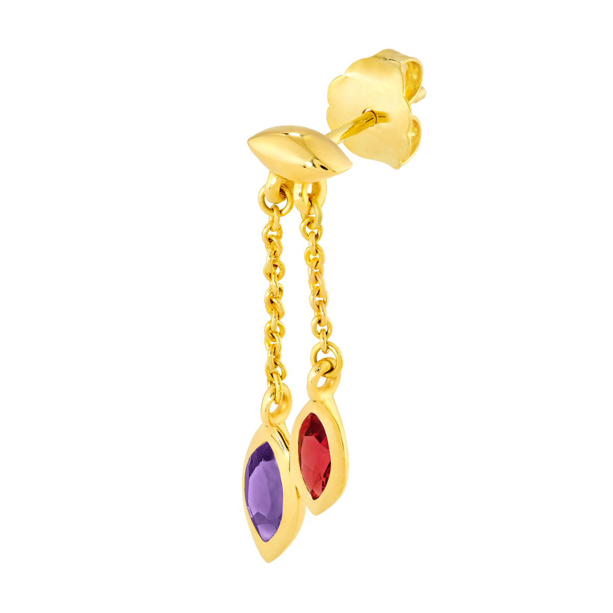 14K Yellow Gold Toi et Moi Earrings (Garnet & Amethyst) Birmingham Jewelry Earrings Birmingham Jewelry 