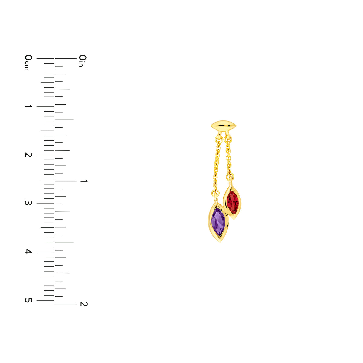 14K Yellow Gold Toi et Moi Earrings (Garnet & Amethyst) Birmingham Jewelry Earrings Birmingham Jewelry 
