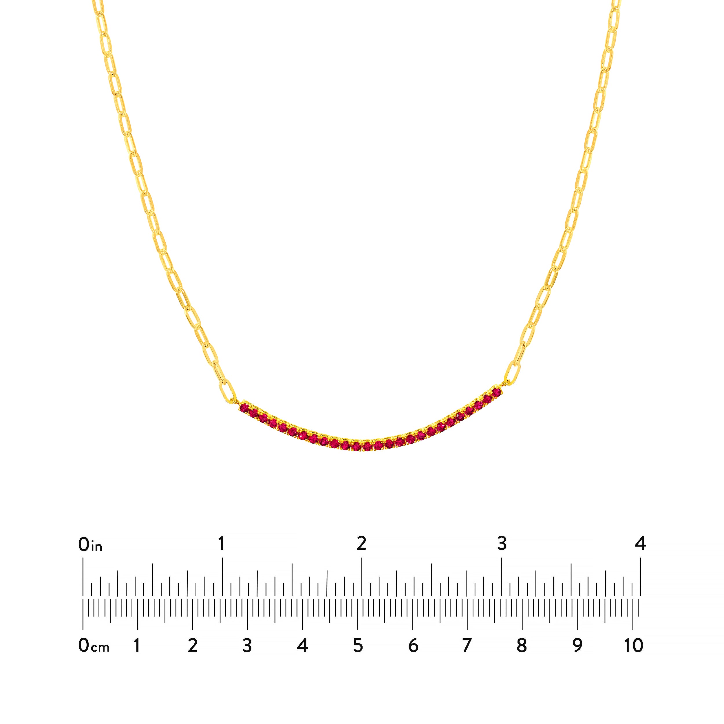 14K Yellow Gold 1.00ct Ruby Half Paper Clip Half Tennis Necklace Birmingham Jewelry Necklace Birmingham Jewelry 