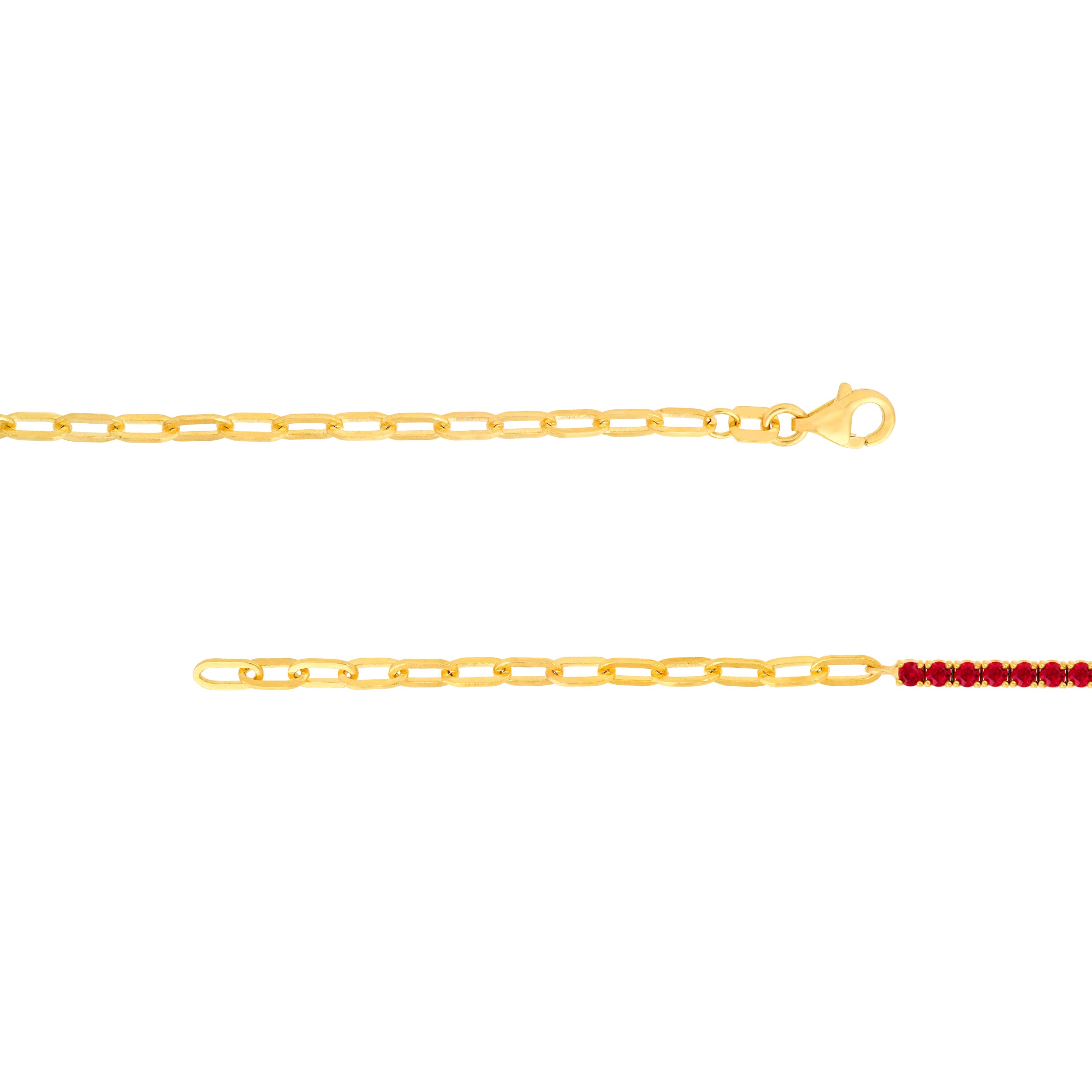14K Yellow Gold 1.00ct Ruby Half Paper Clip Half Tennis Bracelet Birmingham Jewelry Bracelet Birmingham Jewelry 