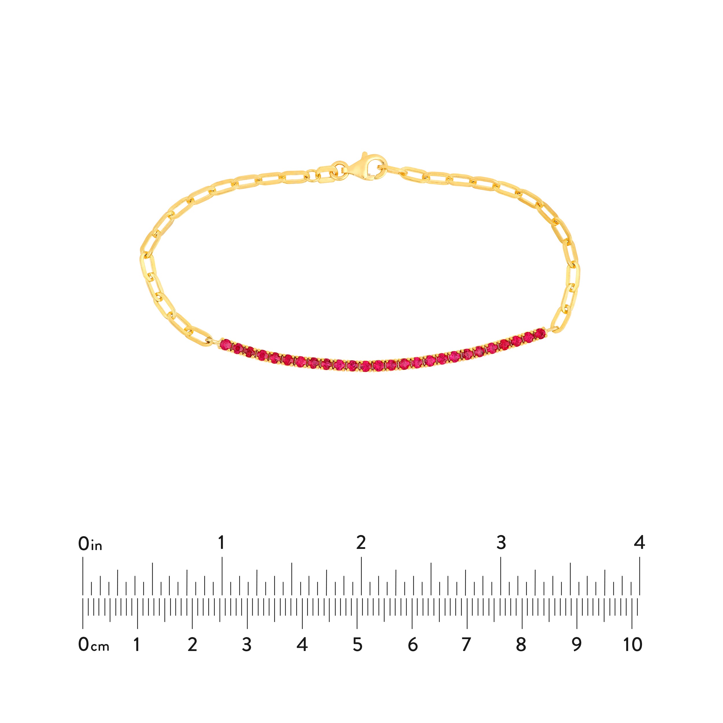 14K Yellow Gold 1.00ct Ruby Half Paper Clip Half Tennis Bracelet Birmingham Jewelry Bracelet Birmingham Jewelry 