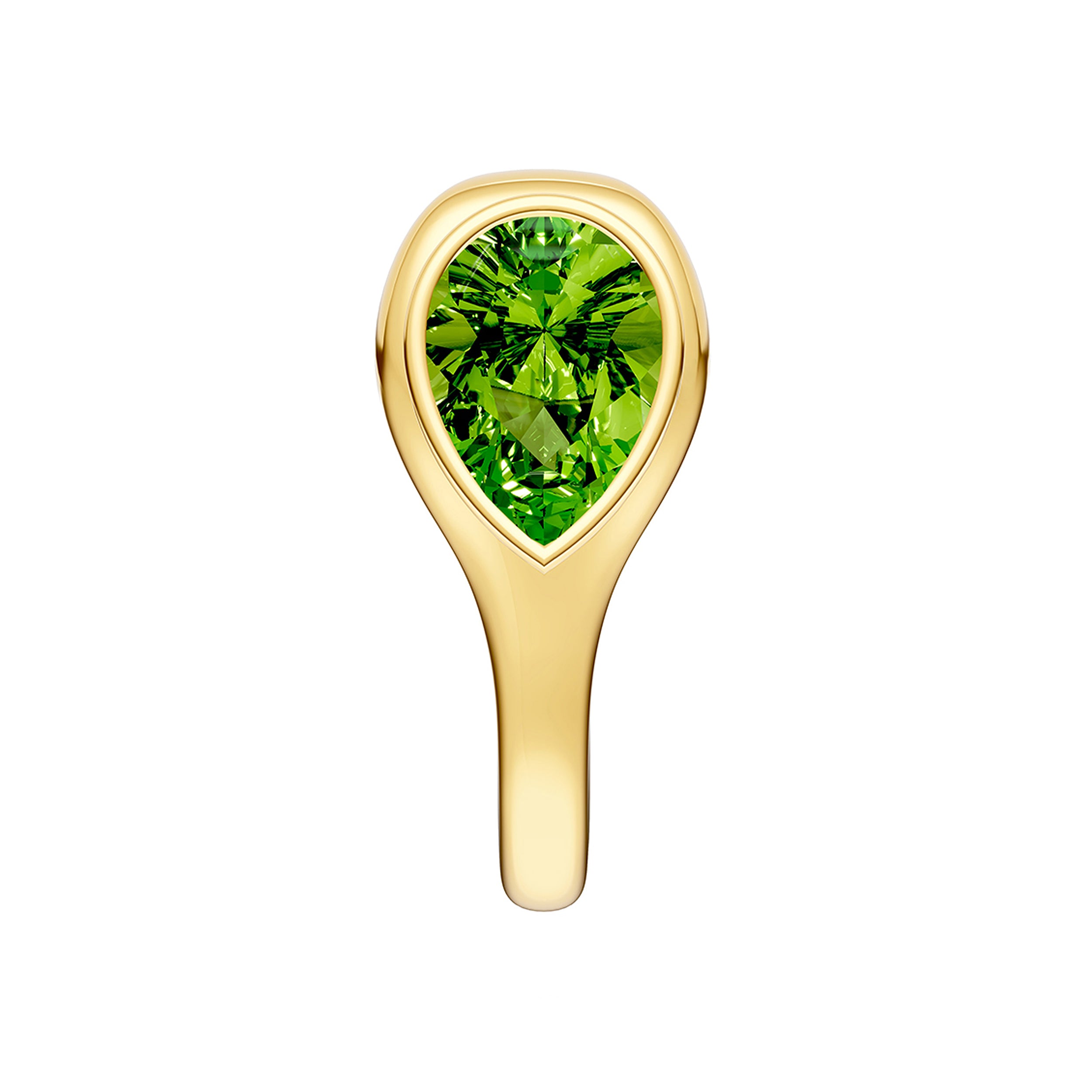 14K Yellow Gold Pear Peridot Bezel Stud Earrings
