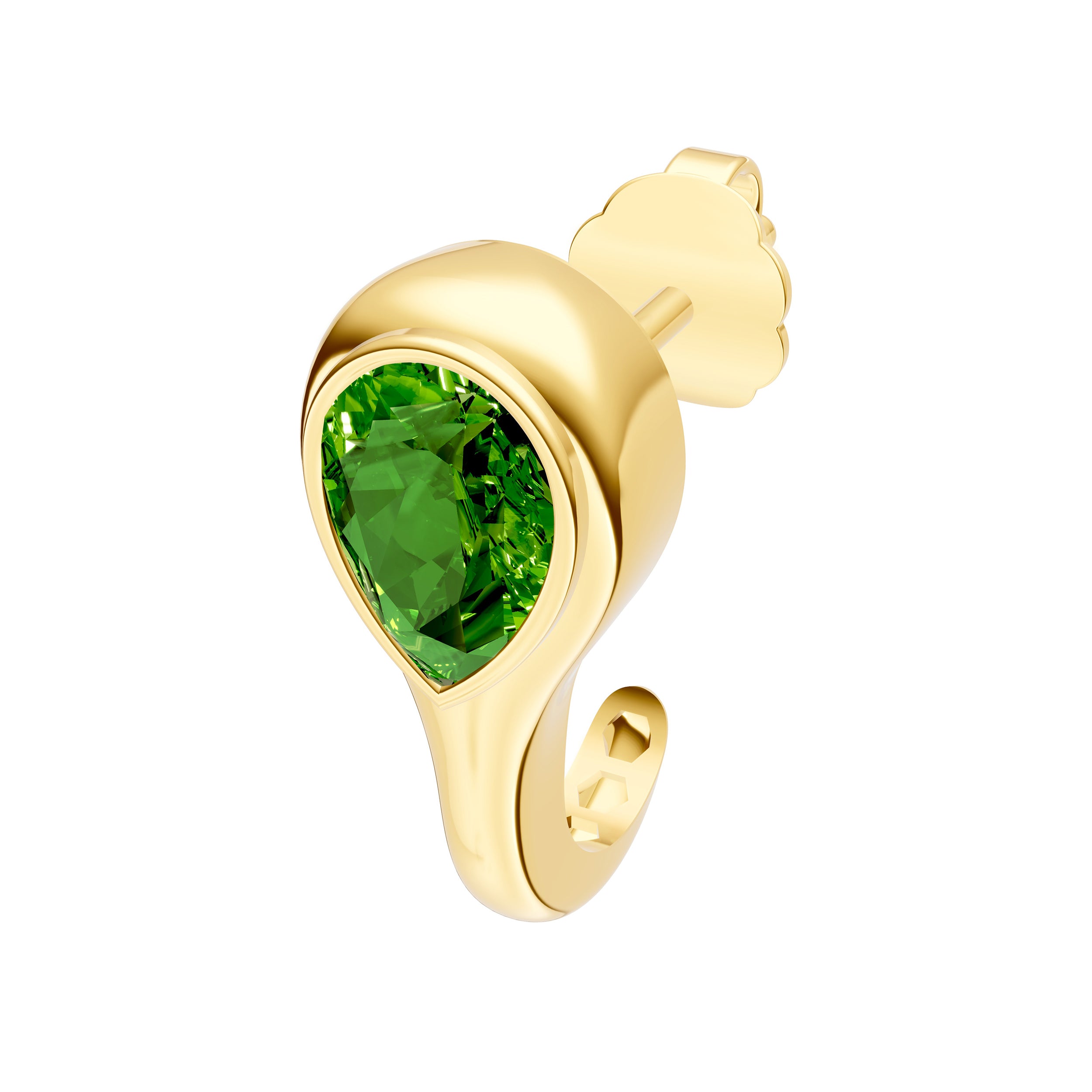14K Yellow Gold Pear Peridot Bezel Stud Earrings