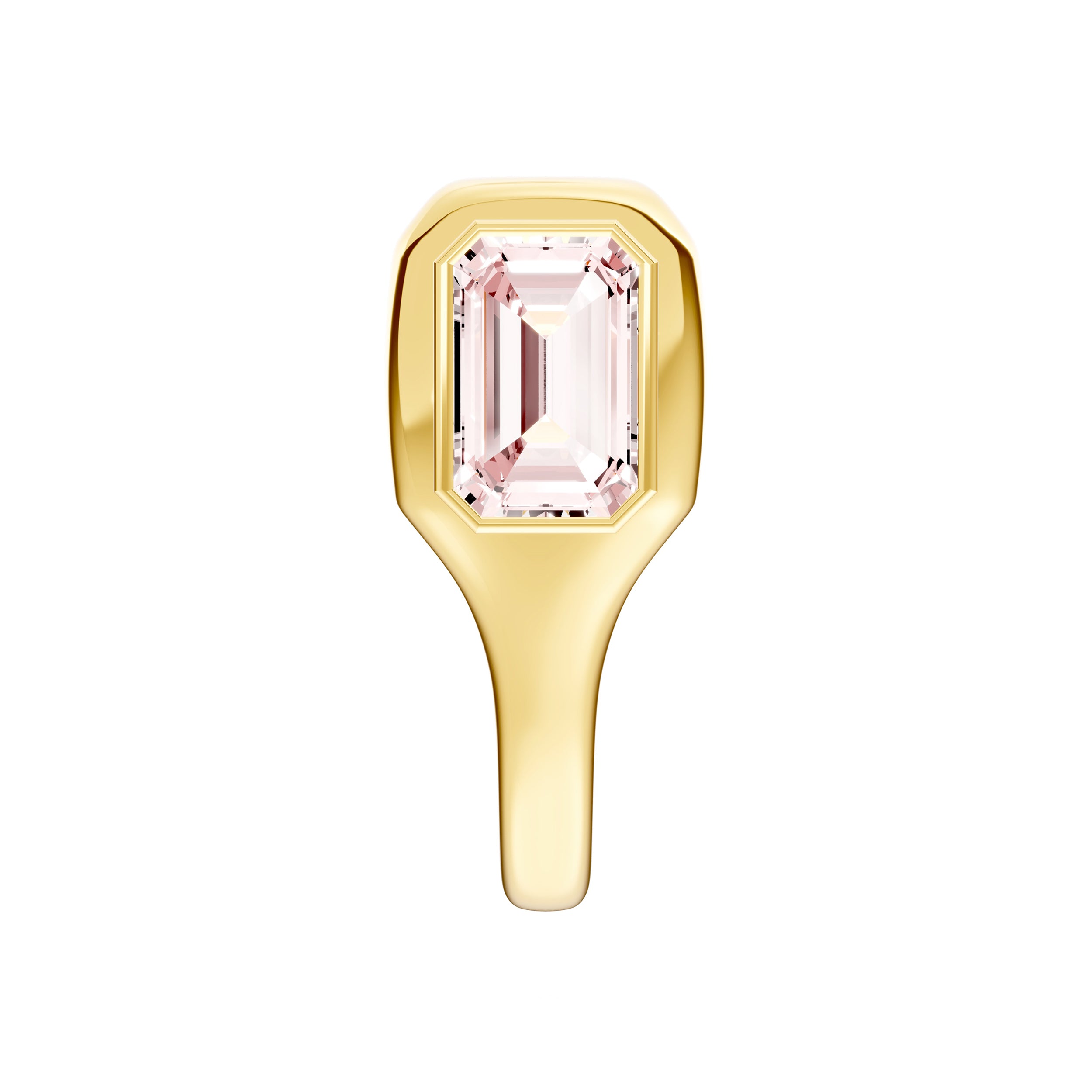 14K Yellow Gold Emerald Pink Morganite Bezel Stud Earrings