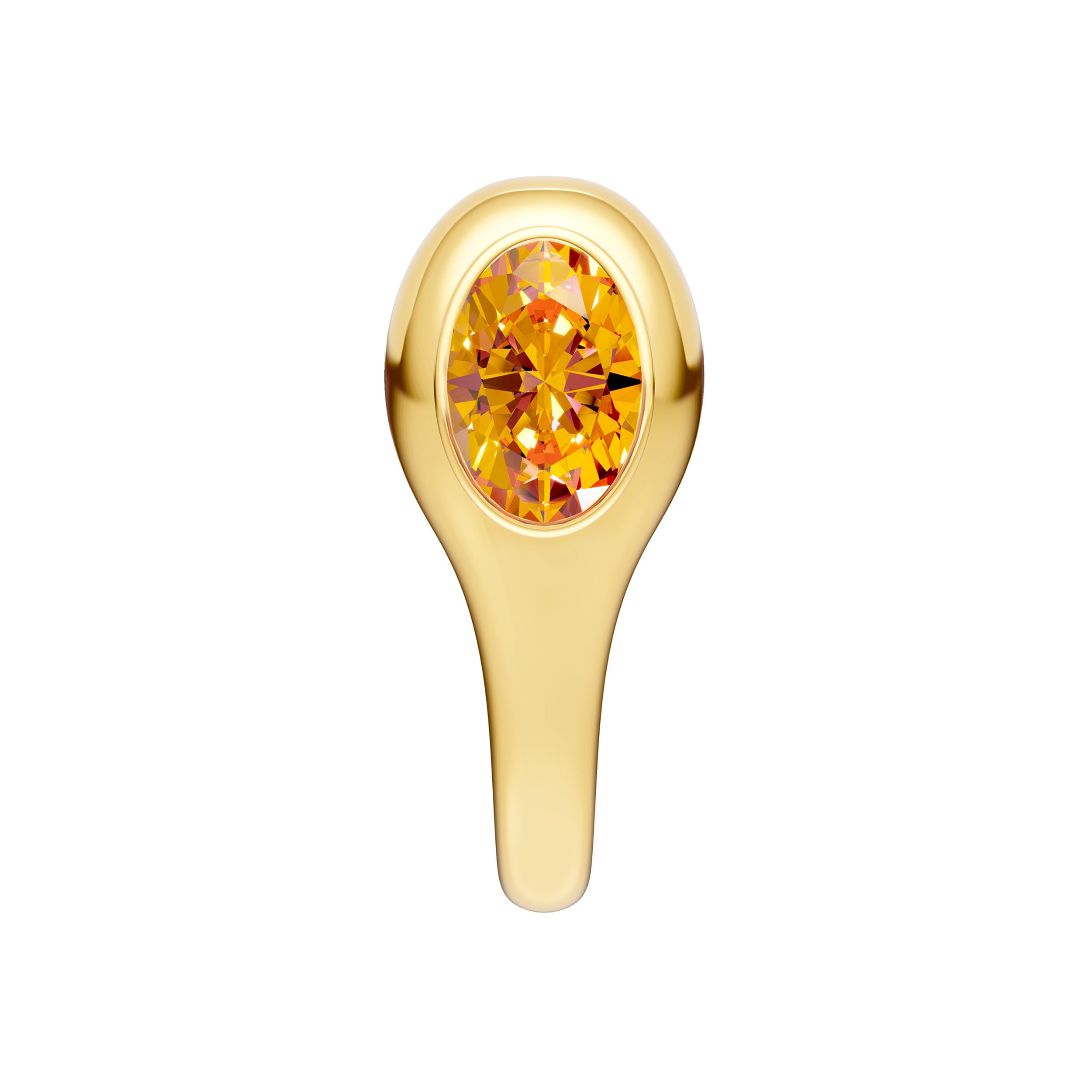 14K Yellow Gold Oval Citrine Bezel Stud Earrings