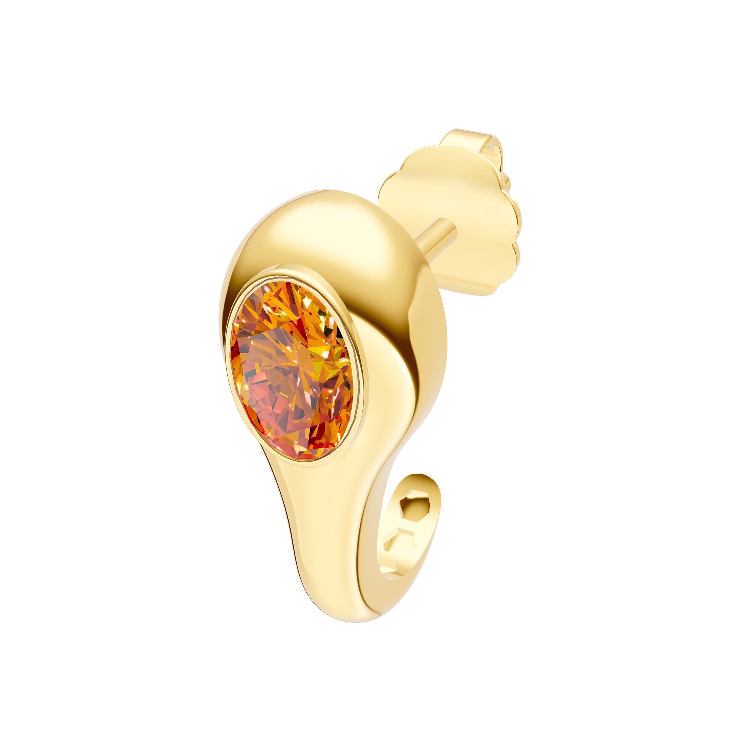 14K Yellow Gold Oval Citrine Bezel Stud Earrings