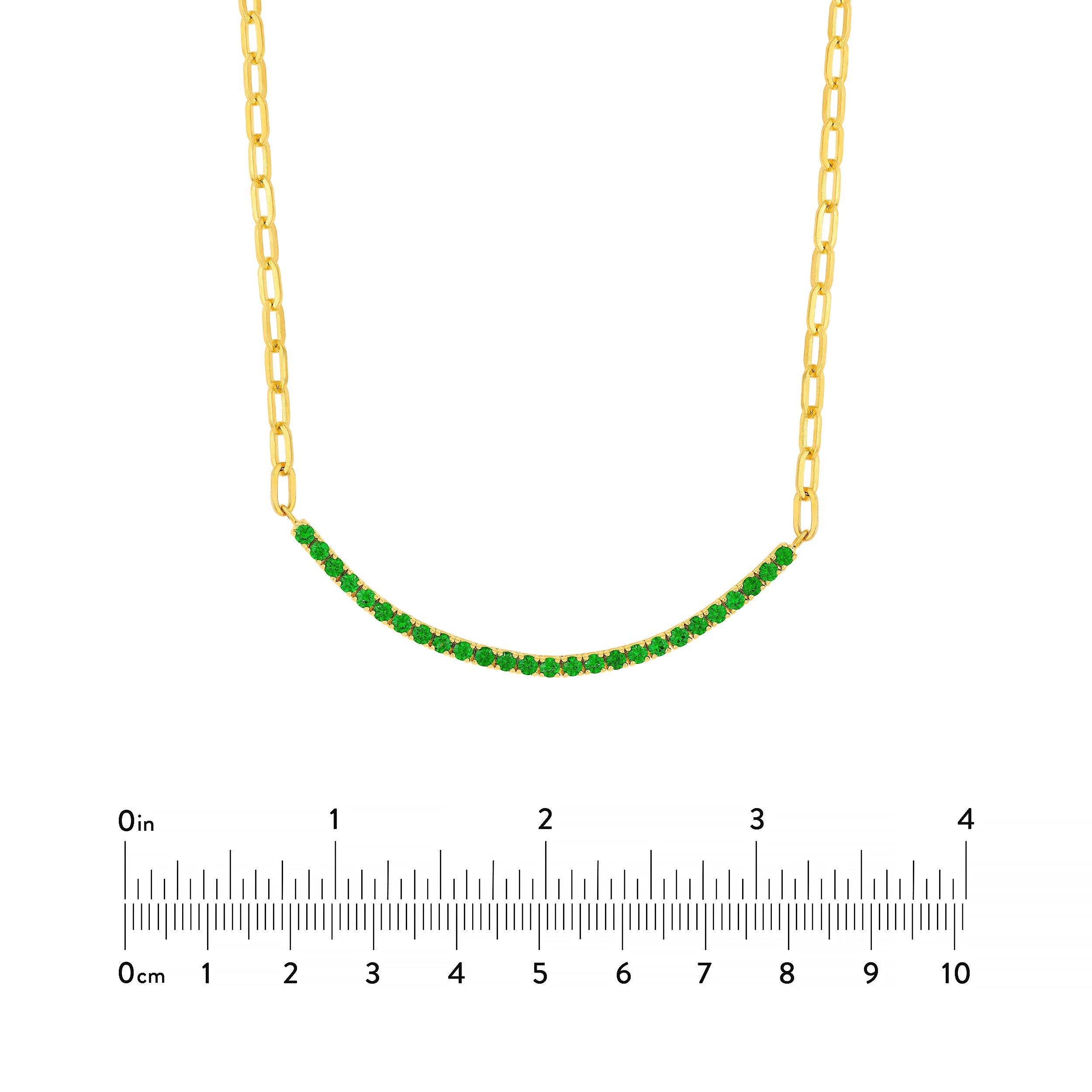 14K Yellow Gold 1-1/8ct Tsavorite Half Paper Clip Half Tennis Necklace Birmingham Jewelry Necklace Birmingham Jewelry 