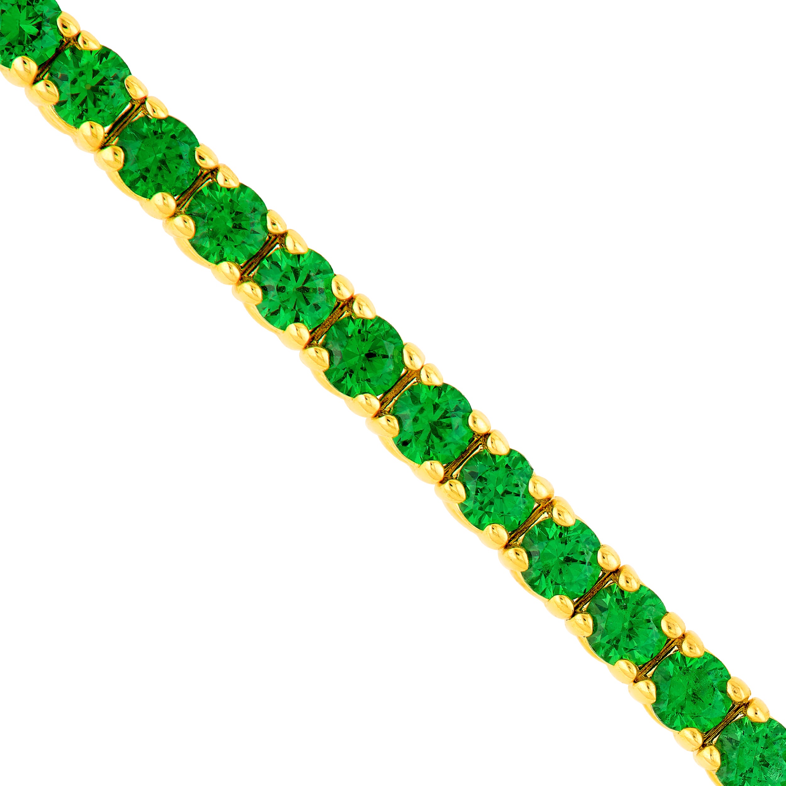 14K Yellow Gold 1-1/8ct Tsavorite Half Paper Clip Half Tennis Bracelet Birmingham Jewelry Bracelet Birmingham Jewelry 