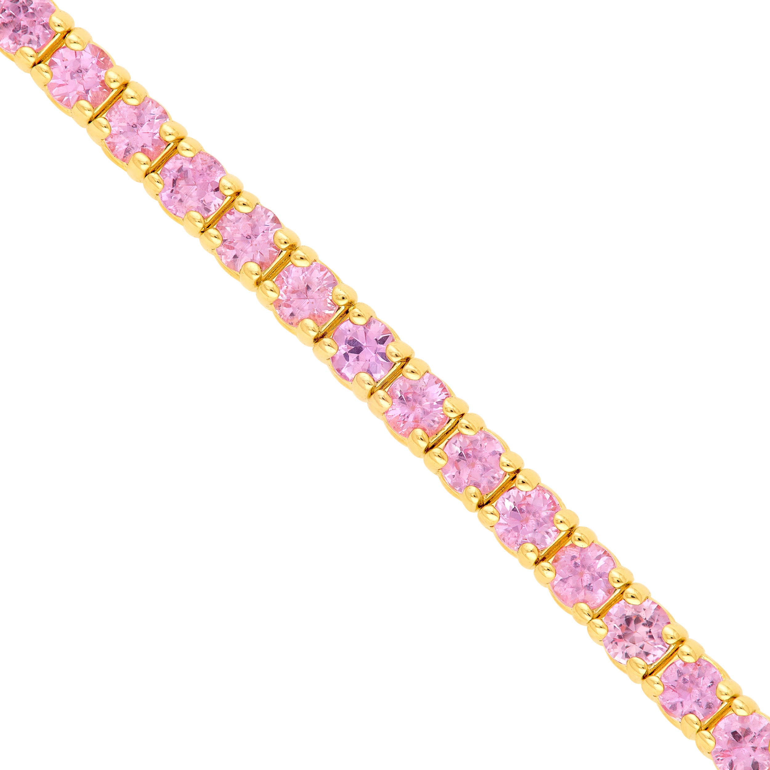 14K Yellow Gold 1.00ct Sapphire Pink Half Paper Clip Half Tennis Bracelet Birmingham Jewelry Bracelet Birmingham Jewelry 