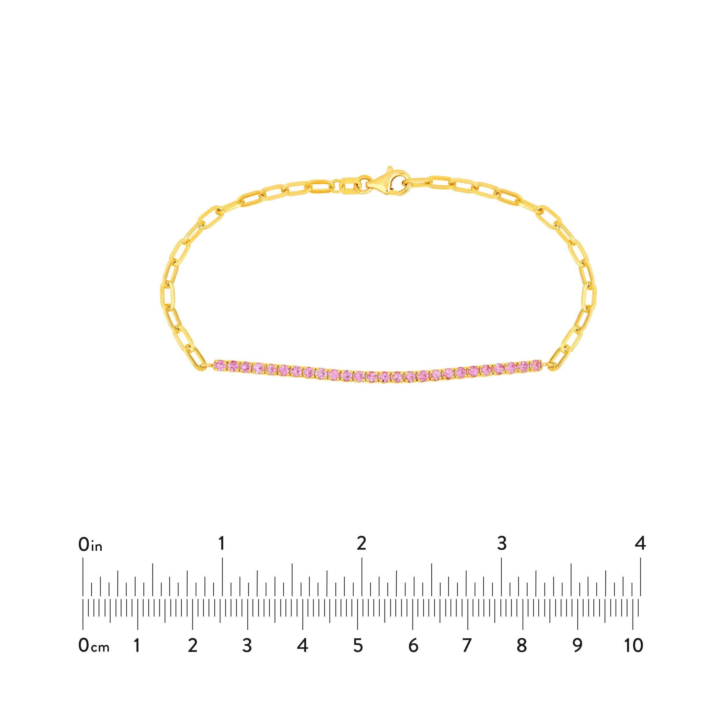 14K Yellow Gold 1.00ct Sapphire Pink Half Paper Clip Half Tennis Bracelet Birmingham Jewelry Bracelet Birmingham Jewelry 