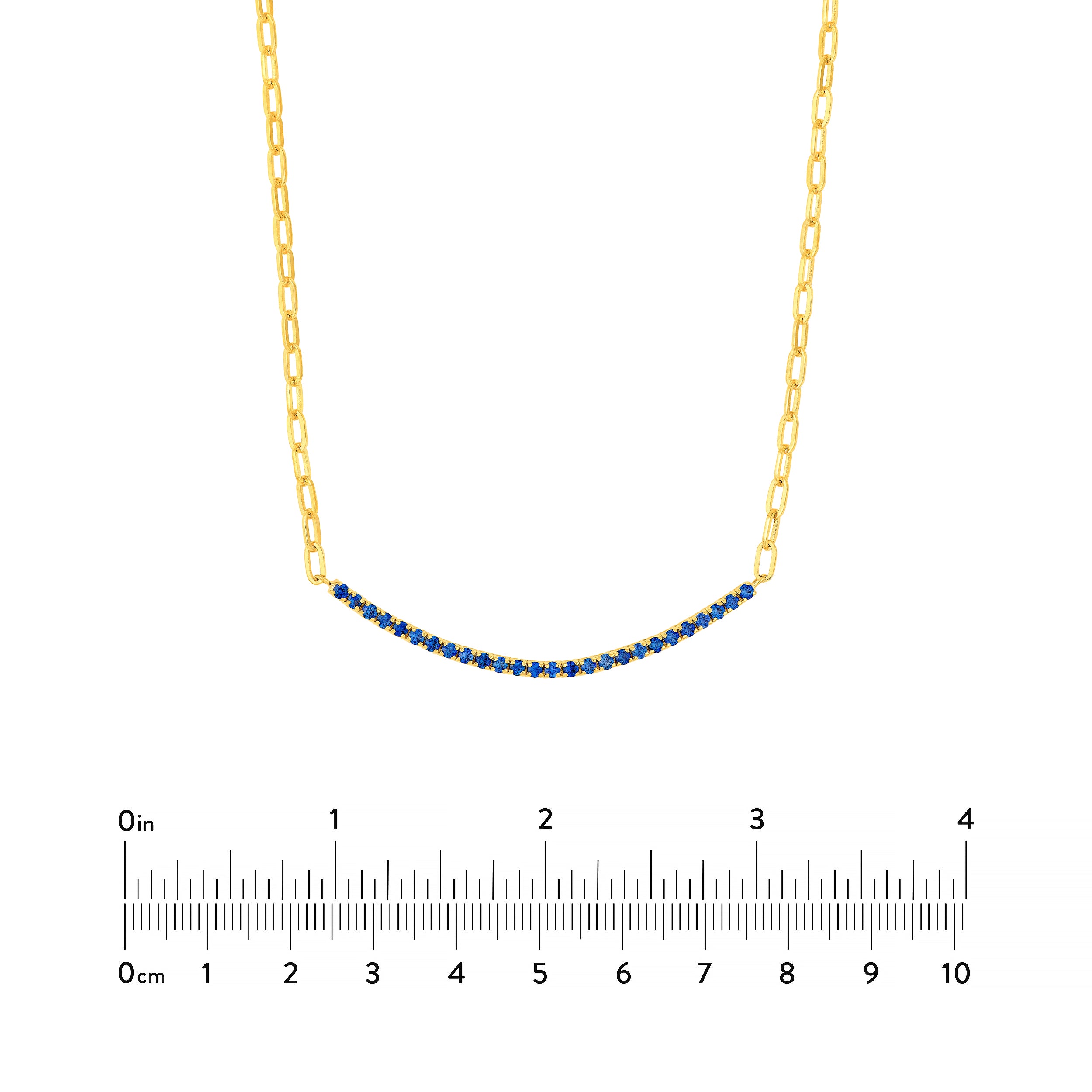 14K Yellow Gold 1.00ct Sapphire Blue Half Paper Clip Half Tennis Necklace Birmingham Jewelry Necklace Birmingham Jewelry 