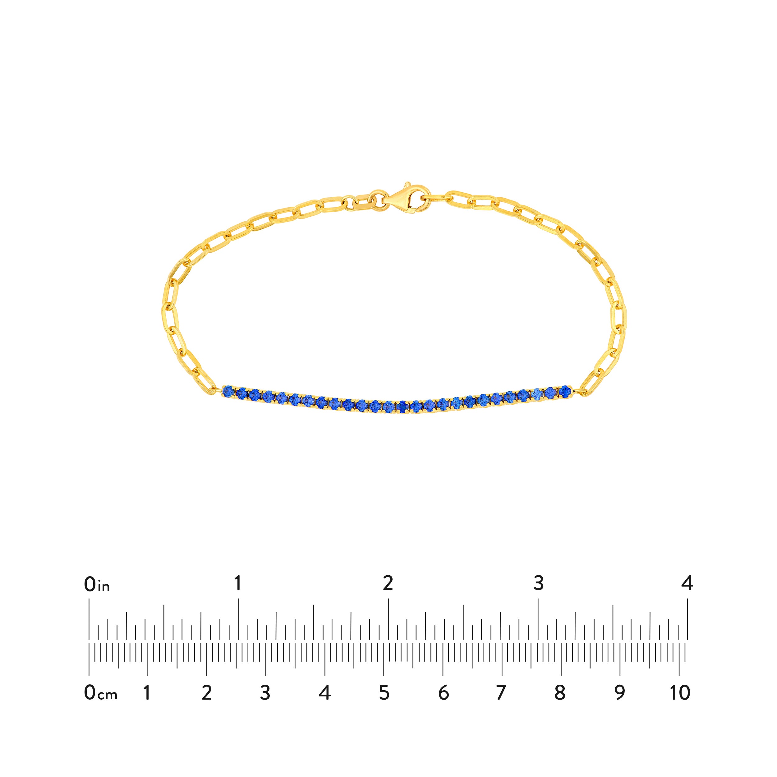 14K Yellow Gold 1.00ct Sapphire Blue Half Paper Clip Half Tennis Bracelet Birmingham Jewelry Bracelet Birmingham Jewelry 