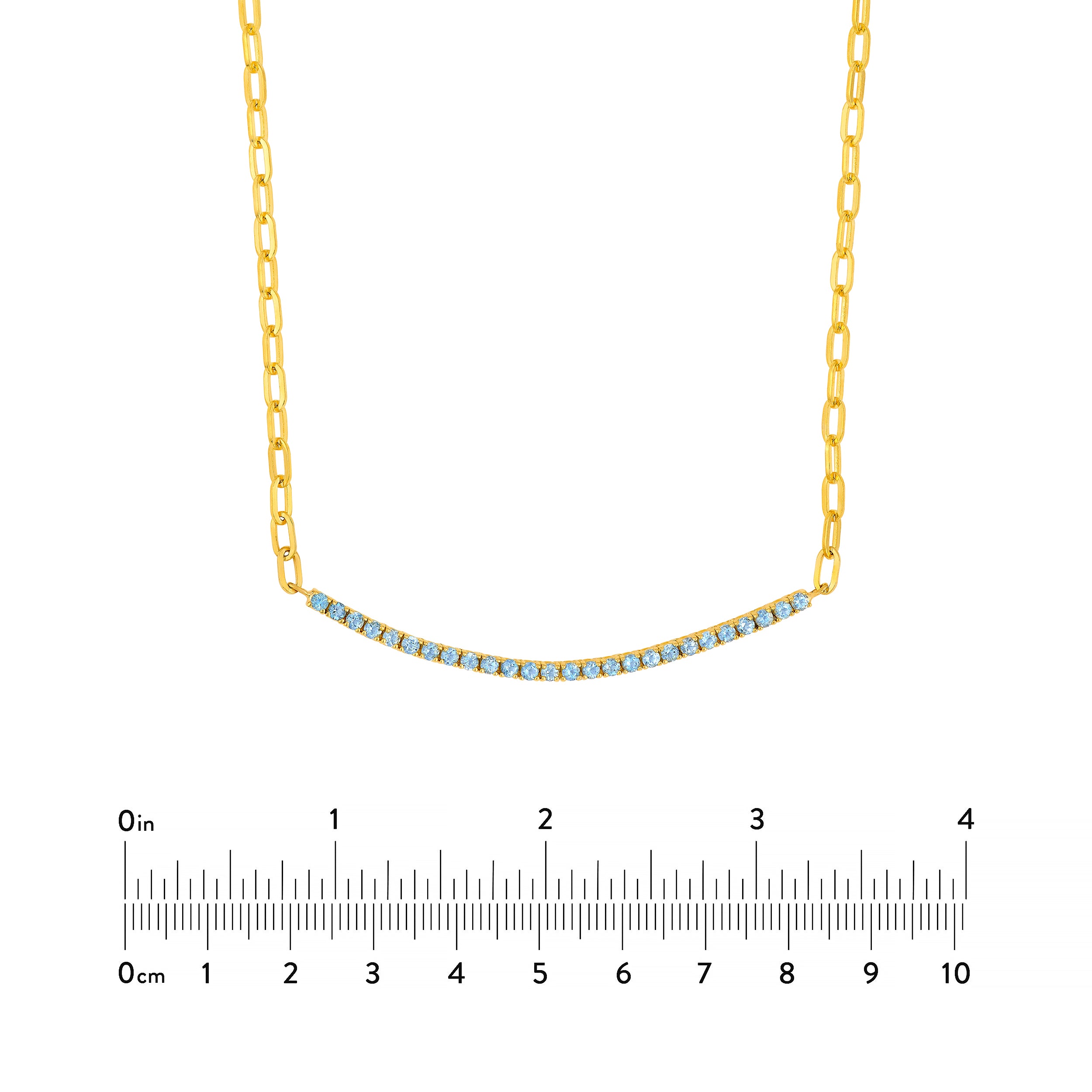14K Yellow Gold 1.00ct Aqua Half Paper Clip Half Tennis Necklace Birmingham Jewelry Necklace Birmingham Jewelry 